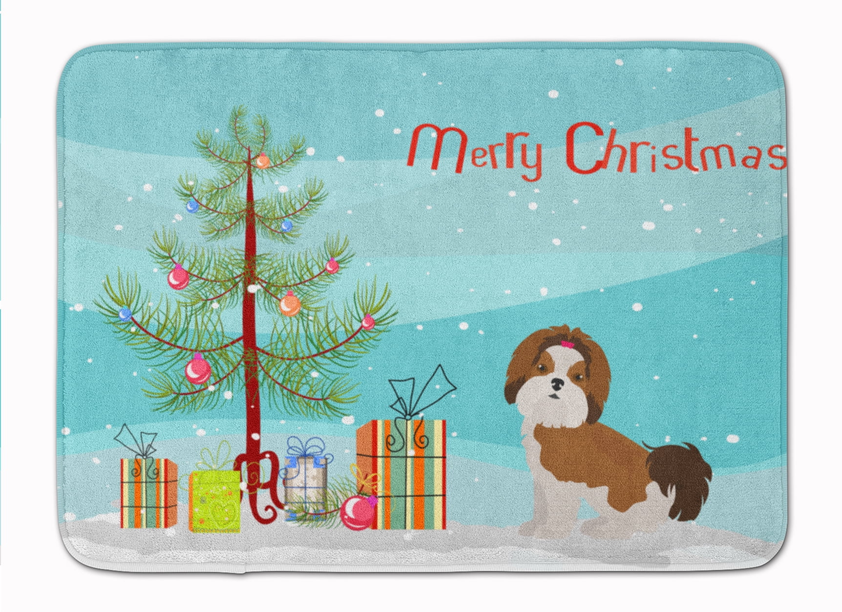 CK3459RUG Imperial Shih Tzu Christmas Tree Machine Washable Memory Foam Mat