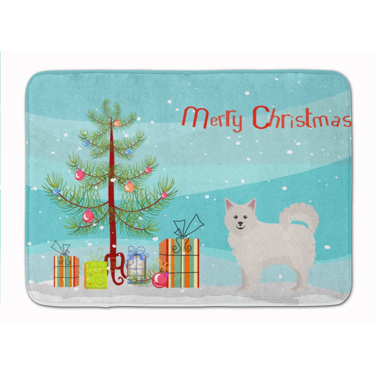CK3461RUG Italian Spitz Christmas Tree Machine Washable Memory Foam Mat