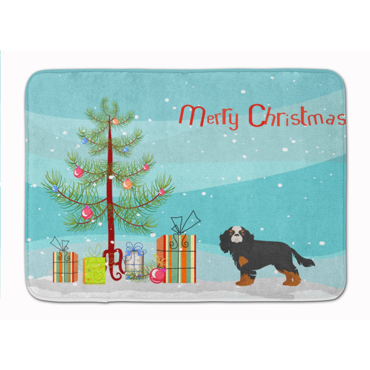 CK3465RUG Cavalier King Charles Spaniel Christmas Tree Machine Washable Memory Foam Mat