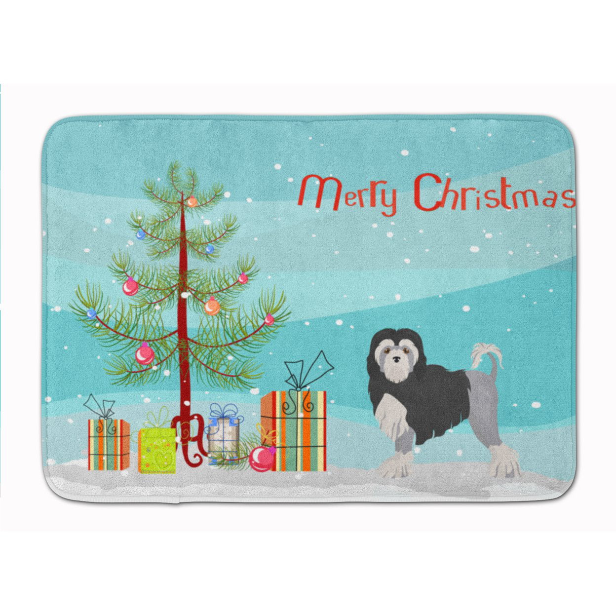 Lwchen or Little Lion Dog Christmas Tree Machine Washable Memory Foam Mat