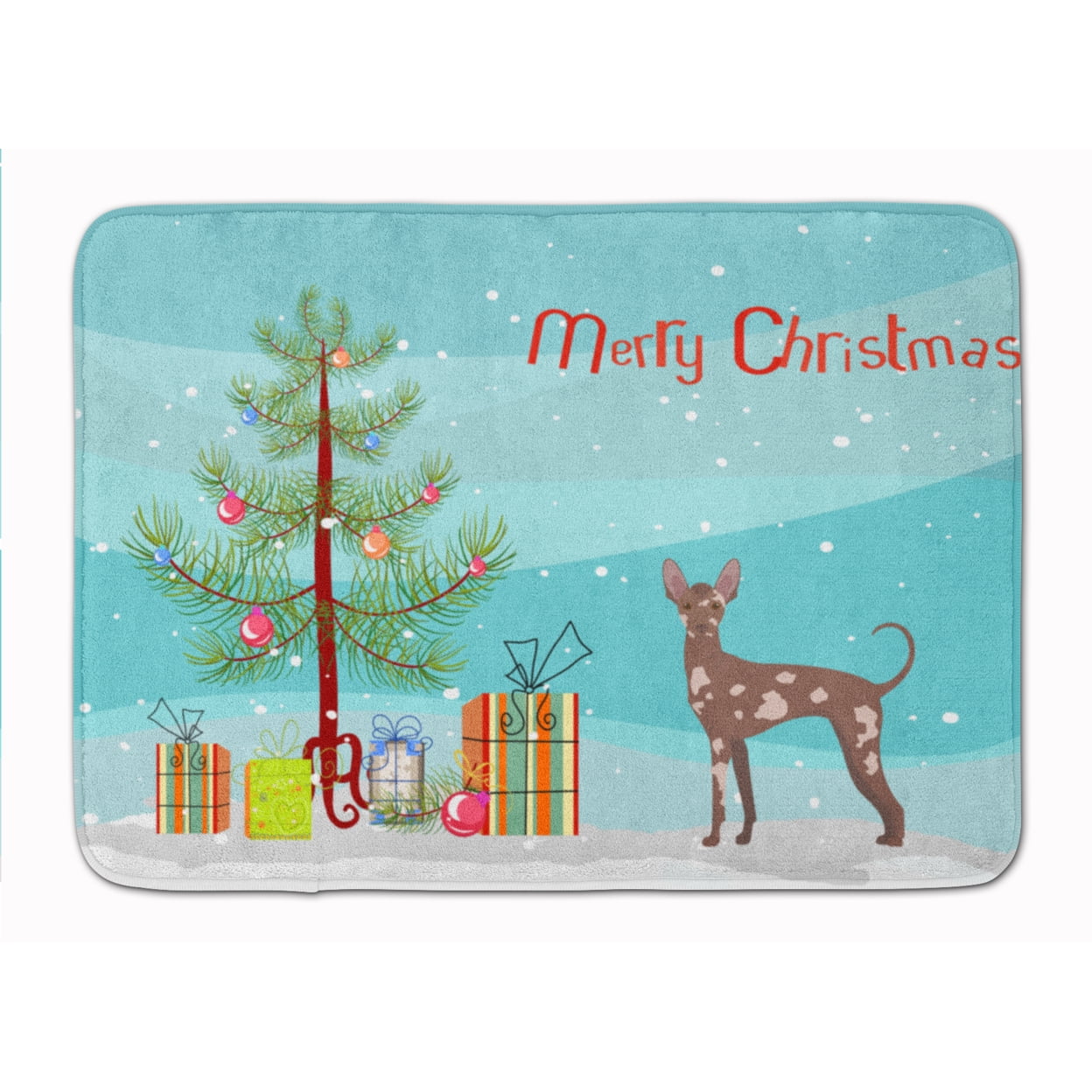 CK3473RUG Mexican Hairless Dog Christmas Tree Machine Washable Memory Foam Mat