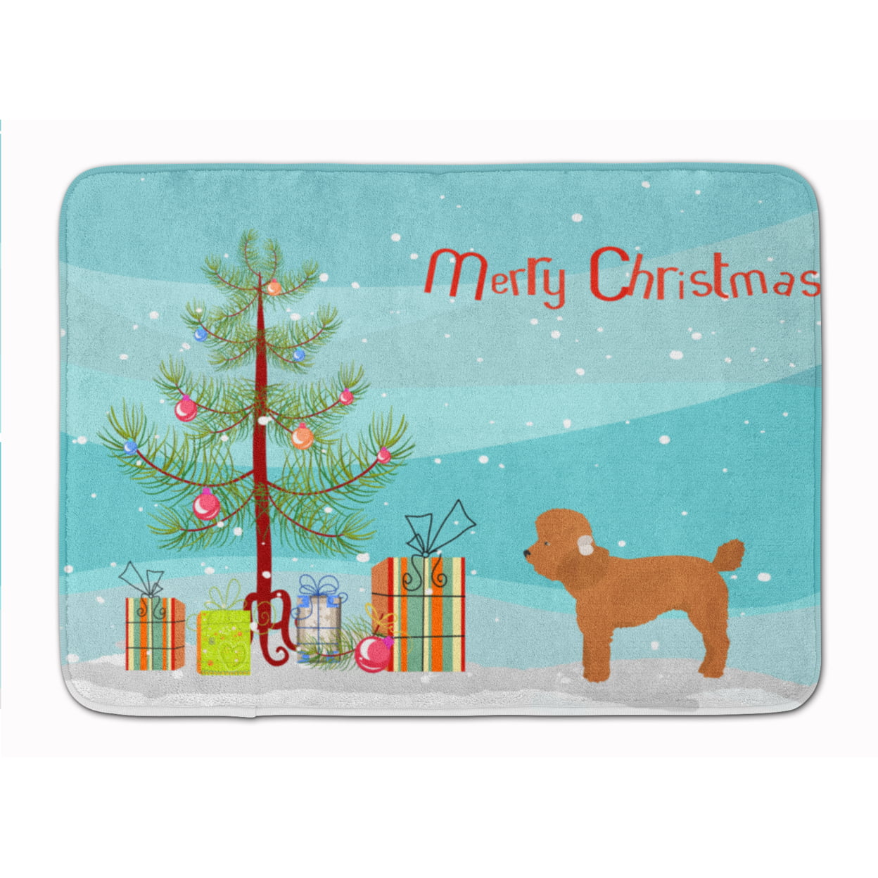 CK3479RUG Toy Poodle Christmas Tree Machine Washable Memory Foam Mat