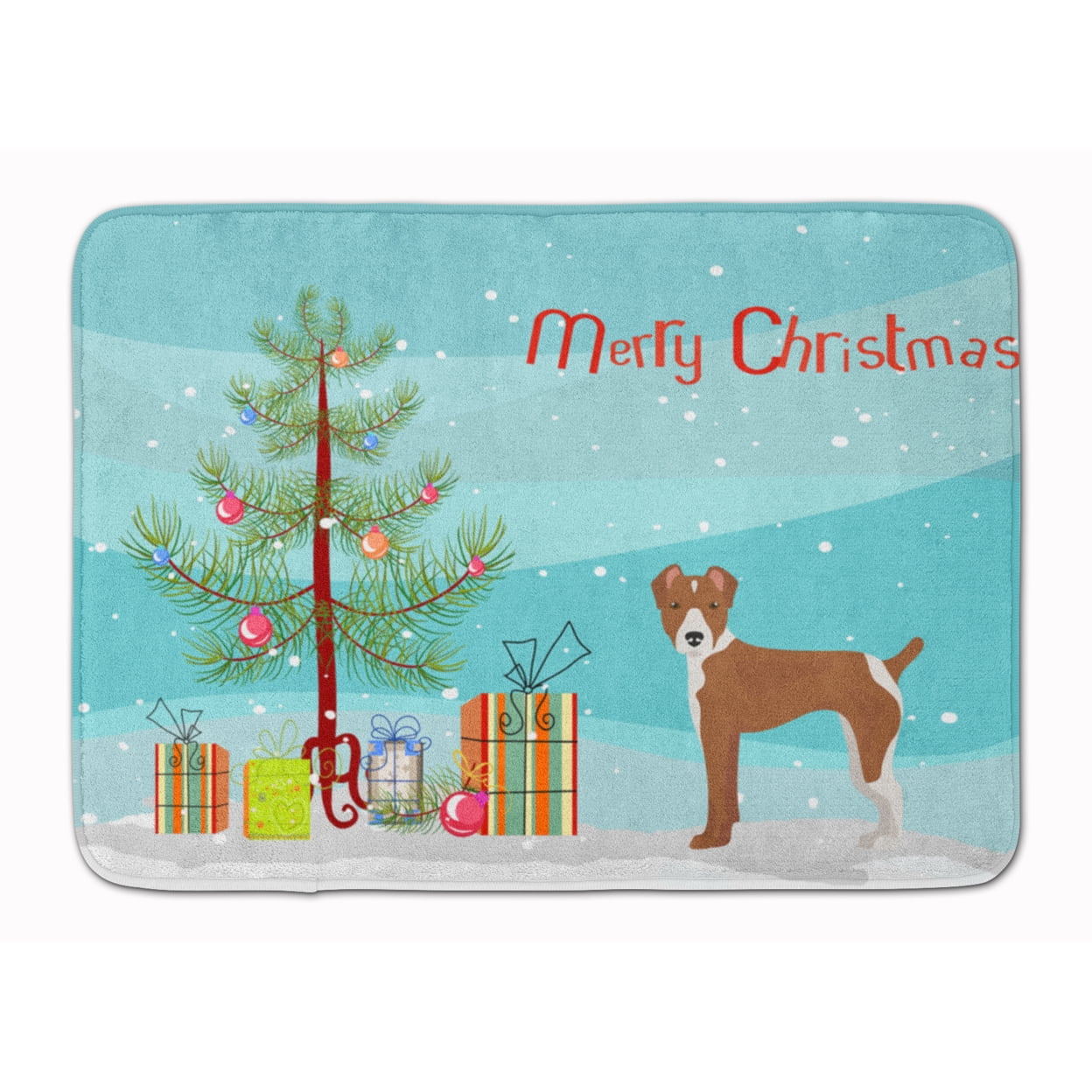 CK3482RUG Rat Terrier Christmas Tree Machine Washable Memory Foam Mat