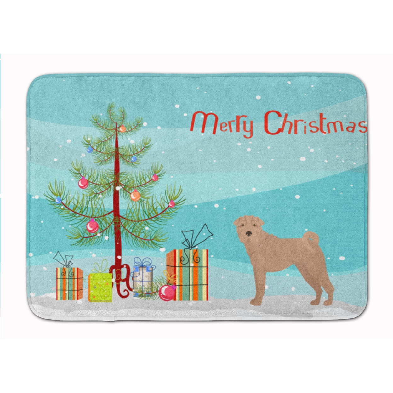 CK3485RUG Shar Pei Christmas Tree Machine Washable Memory Foam Mat