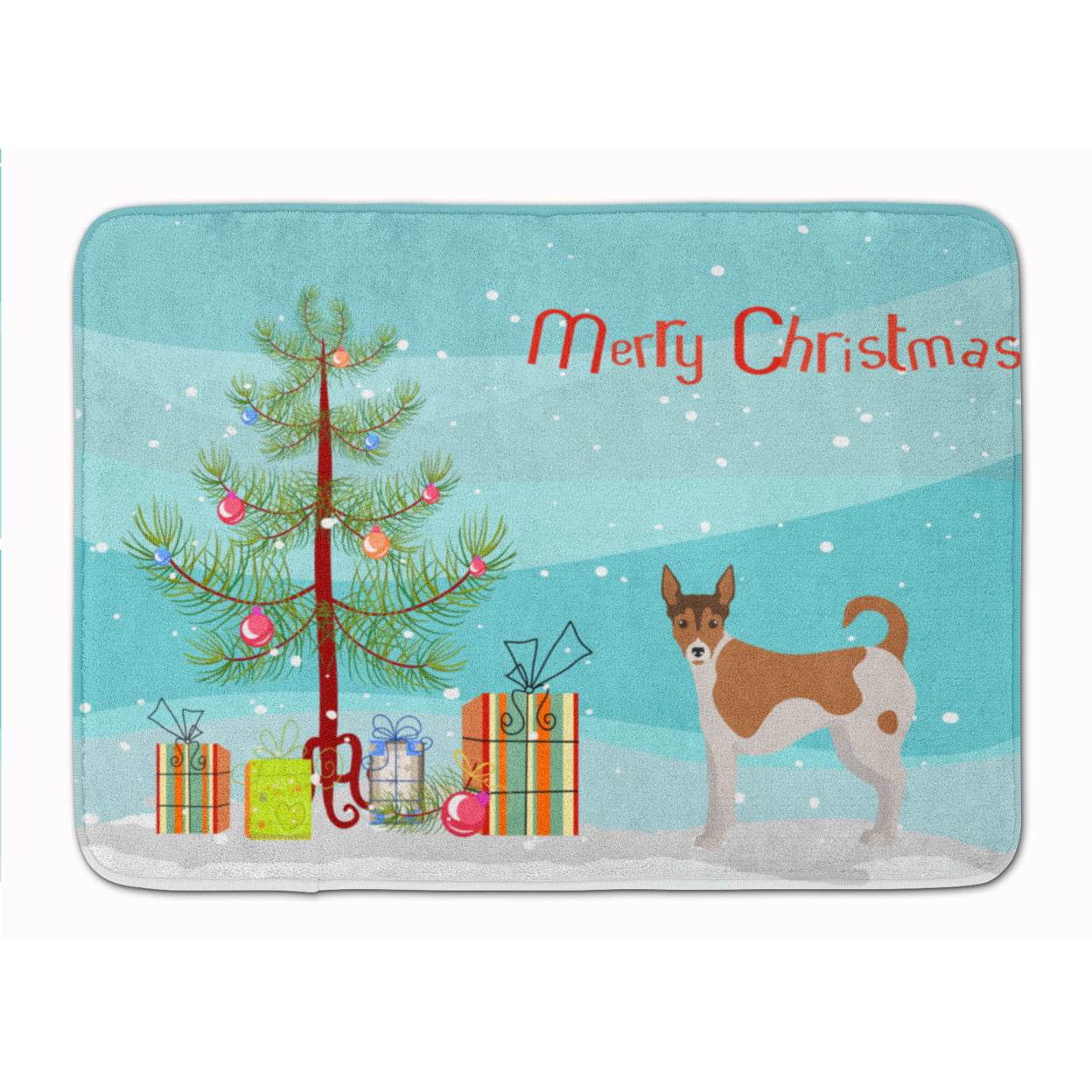 CK3487RUG Tenterfield Terrier Christmas Tree Machine Washable Memory Foam Mat