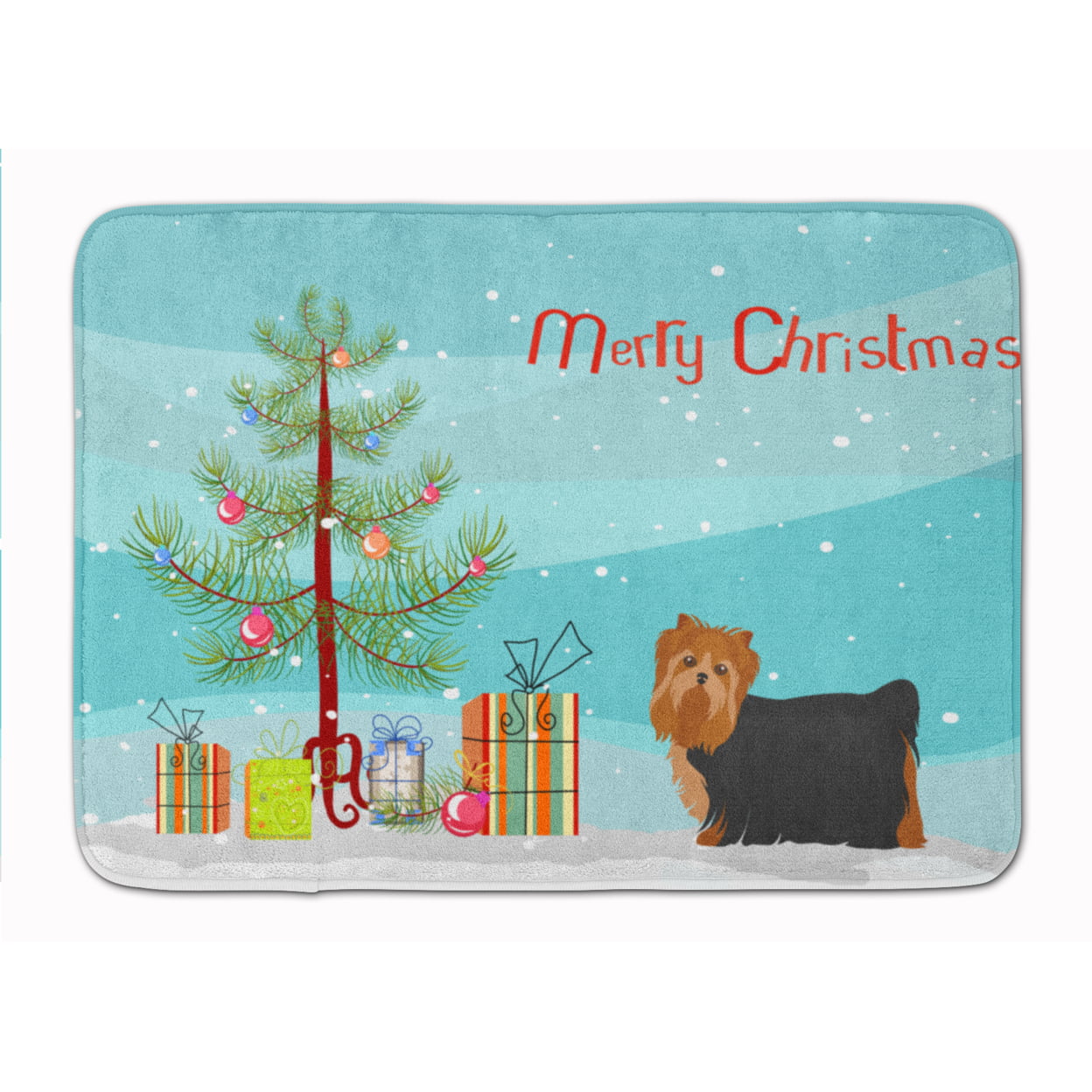 CK3490RUG Yorkshire Terrier Christmas Tree Machine Washable Memory Foam Mat