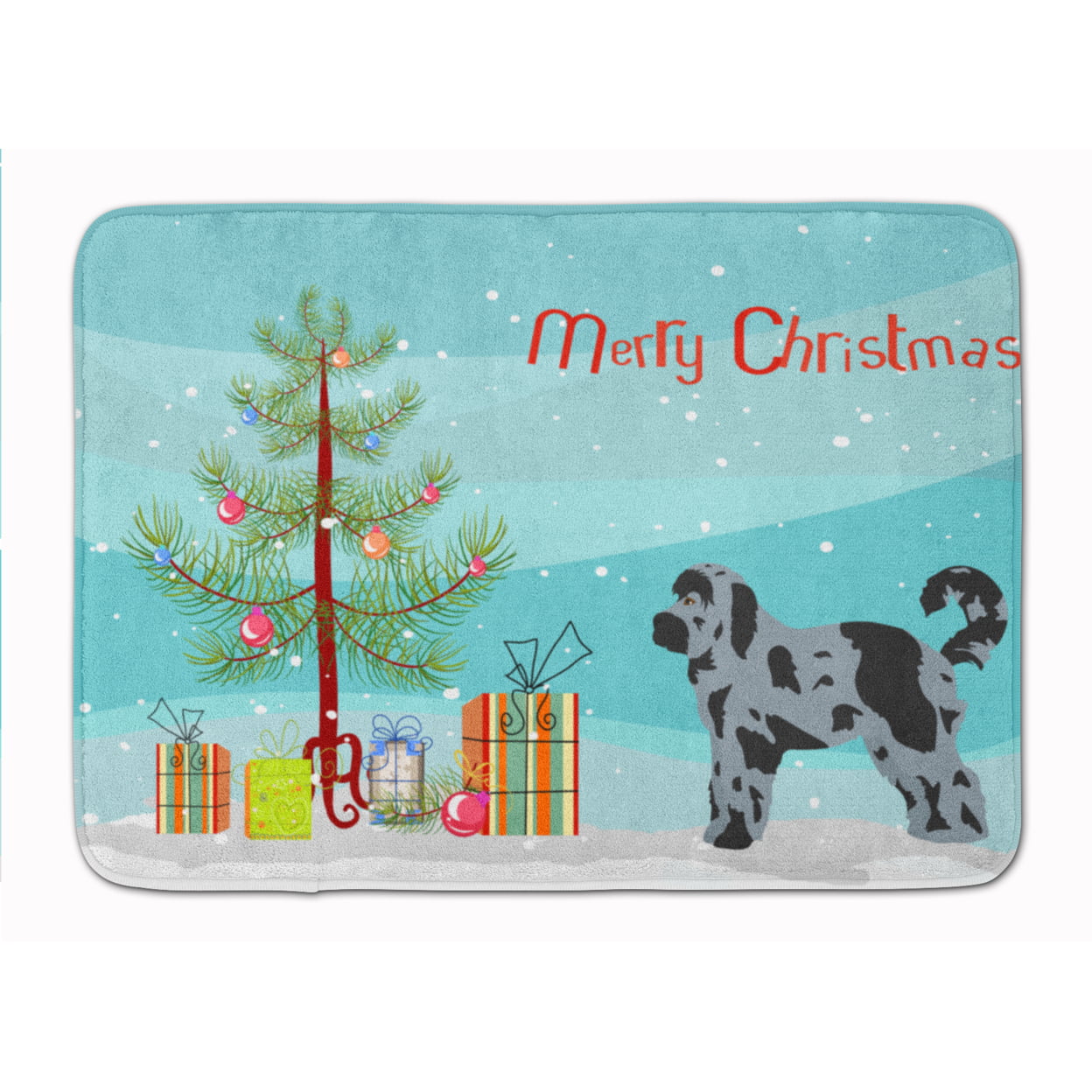 CK3801RUG Aussiedoodle No.2 Christmas Tree Machine Washable Memory Foam Mat