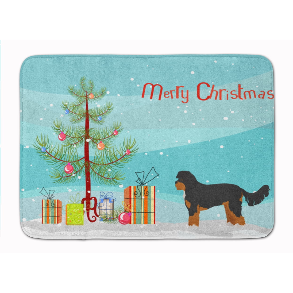CK3811RUG Black & Tan Cavapoo Christmas Tree Machine Washable Memory Foam Mat