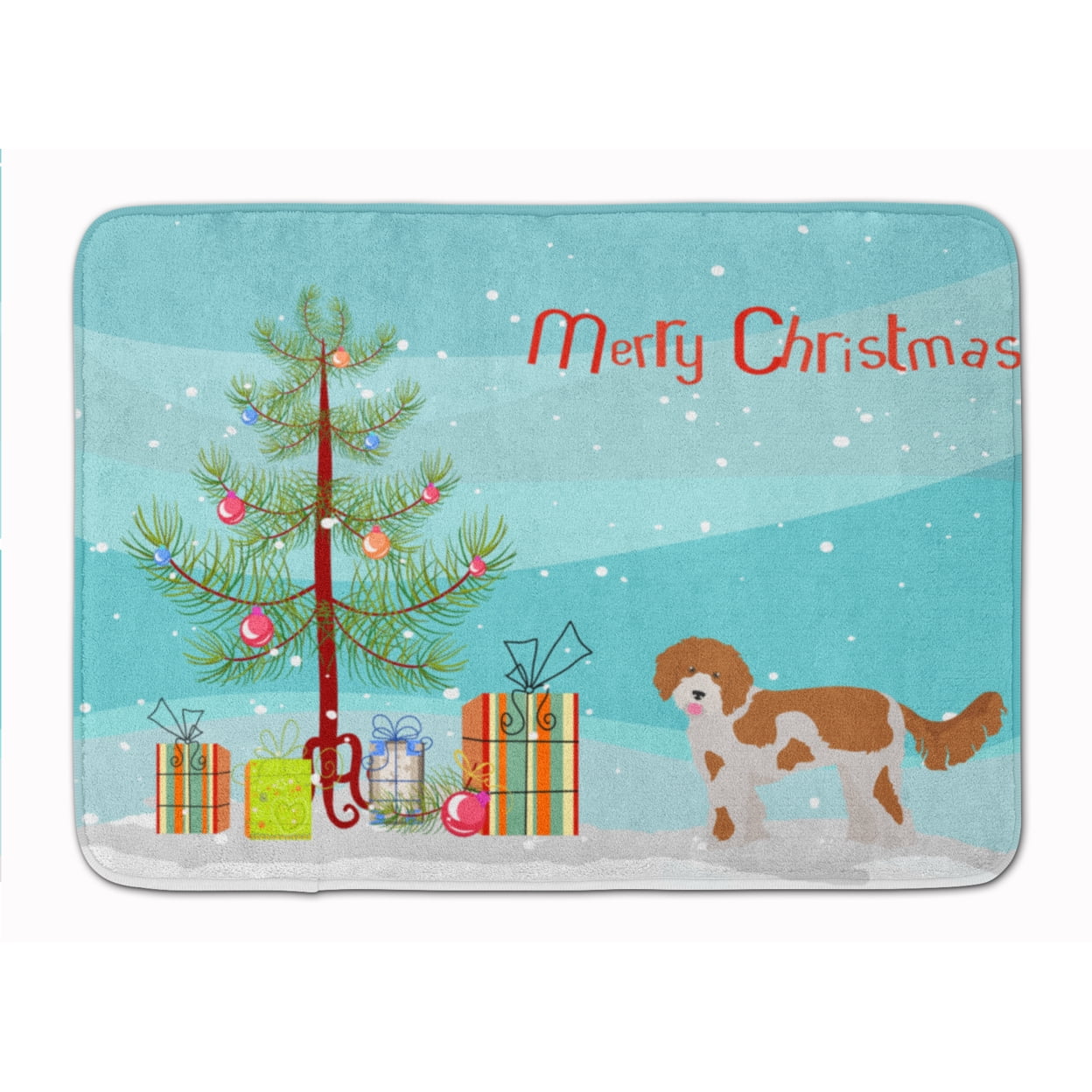 CK3812RUG Cavapoo Christmas Tree Machine Washable Memory Foam Mat