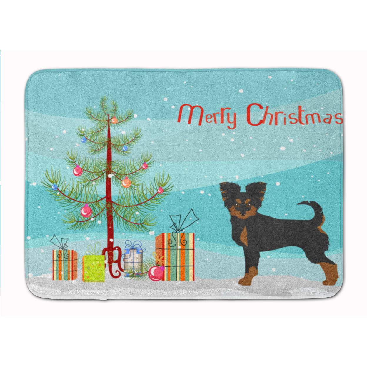 CK3813RUG Black & Tan Chion Christmas Tree Machine Washable Memory Foam Mat