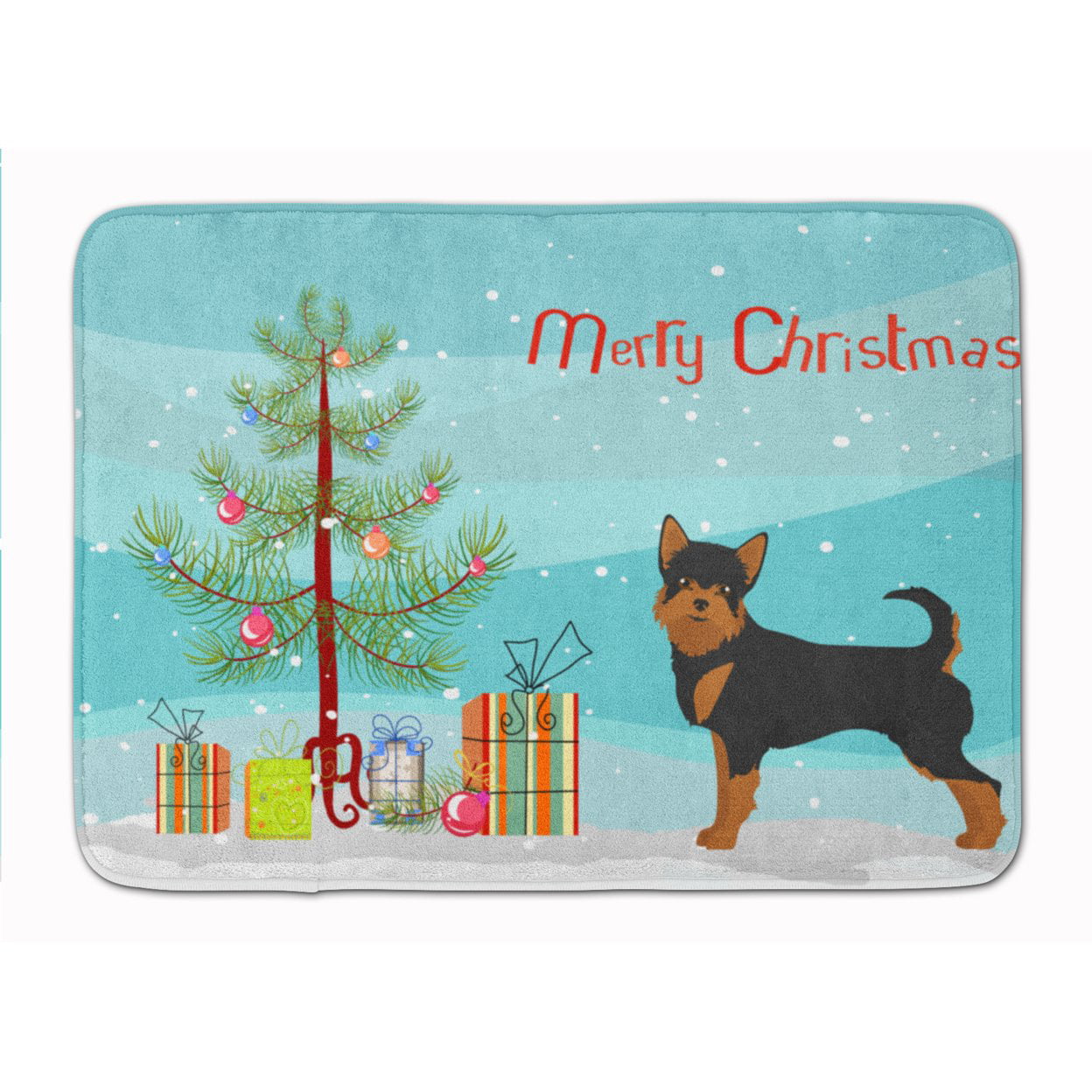 CK3817RUG Black & Tan Chorkie Christmas Tree Machine Washable Memory Foam Mat