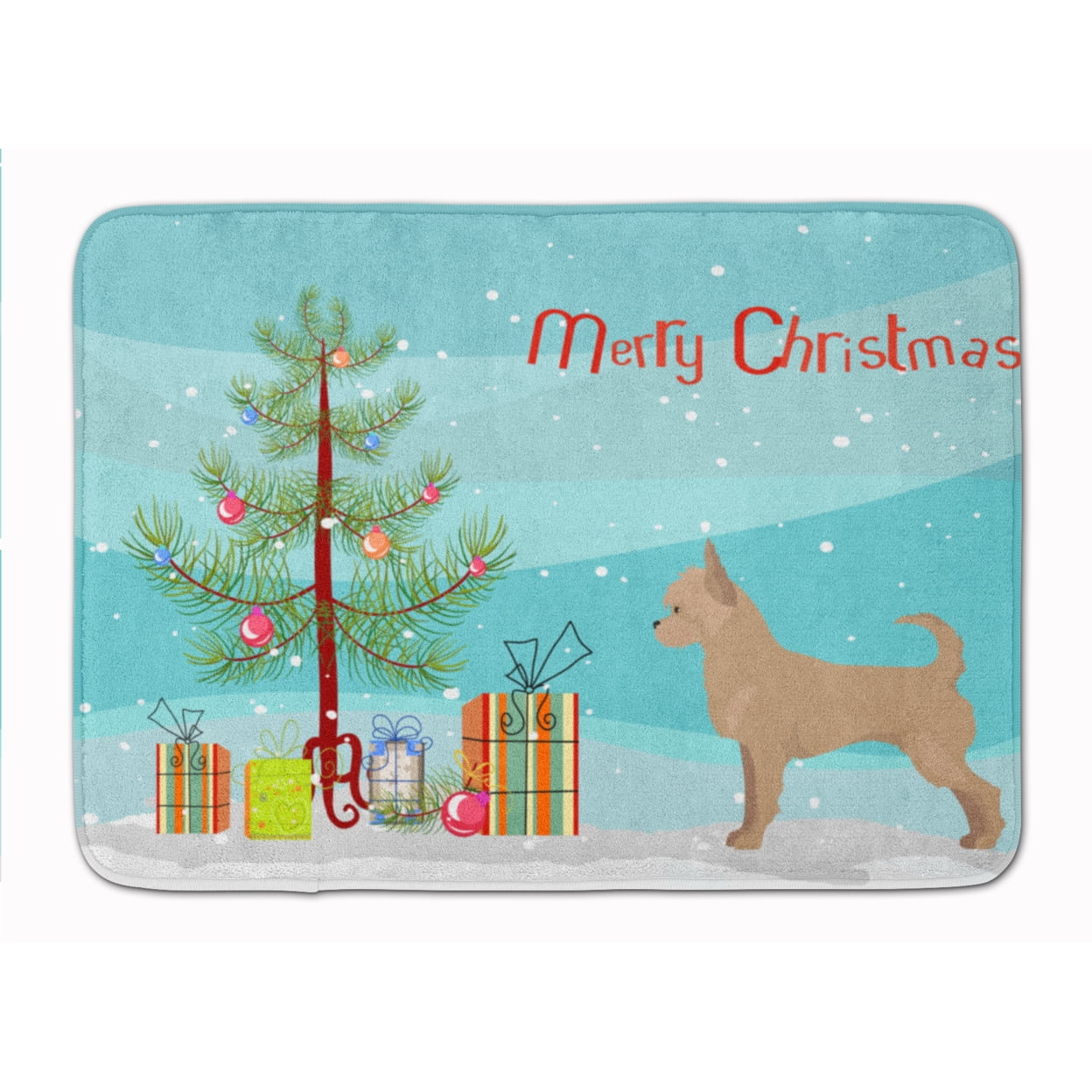 CK3818RUG Tan Chorkie Christmas Tree Machine Washable Memory Foam Mat