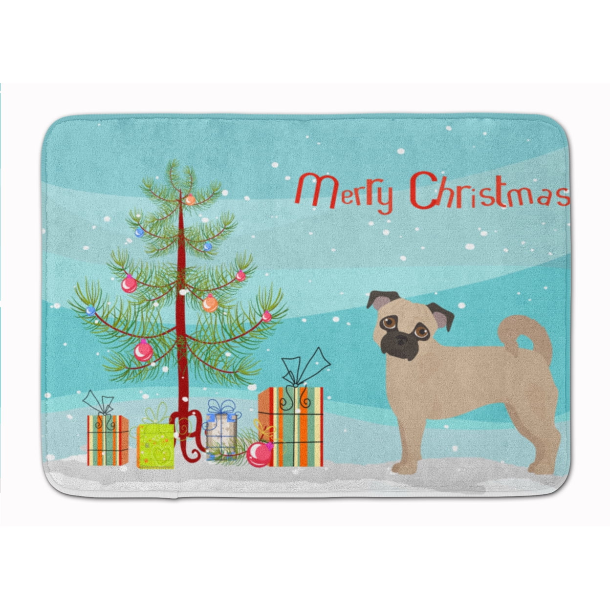 CK3821RUG Fawn Chug Christmas Tree Machine Washable Memory Foam Mat