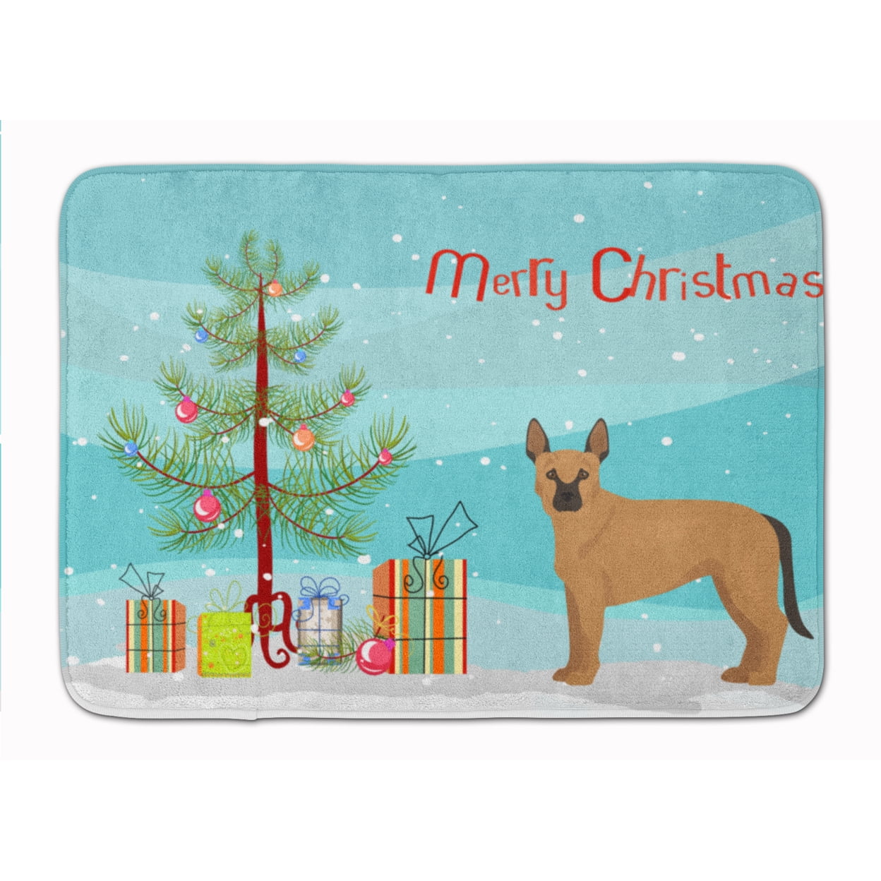 CK3832RUG Tan German Shepherd Mastiff Mix Christmas Tree Machine Washable Memory Foam Mat