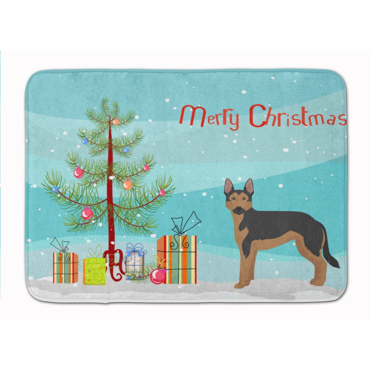 CK3835RUG German Sheprador No.2 Christmas Tree Machine Washable Memory Foam Mat