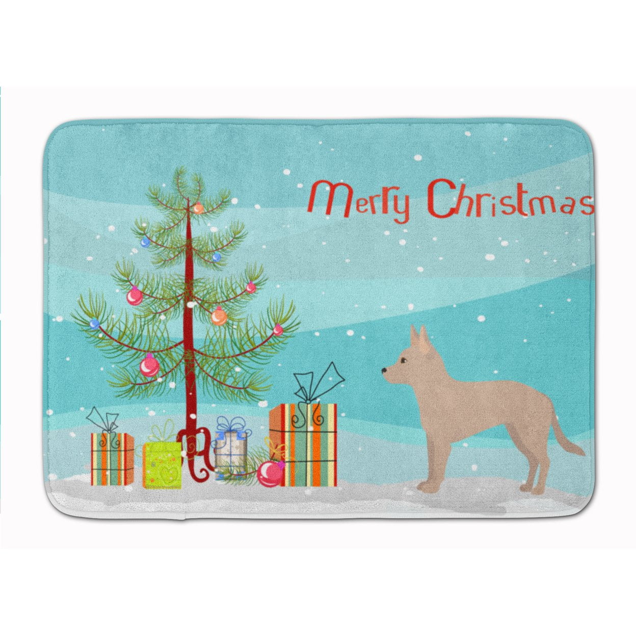 CK3842RUG Tan Jackhuahua Christmas Tree Machine Washable Memory Foam Mat