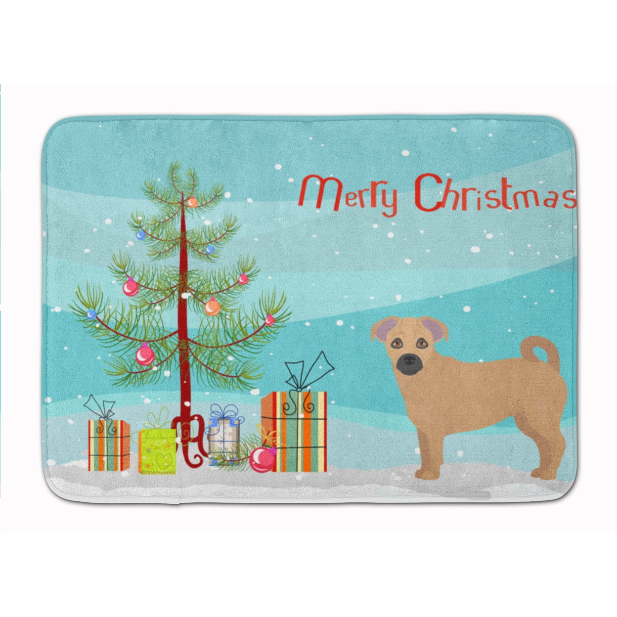 CK3845RUG Tan Jug Christmas Tree Machine Washable Memory Foam Mat