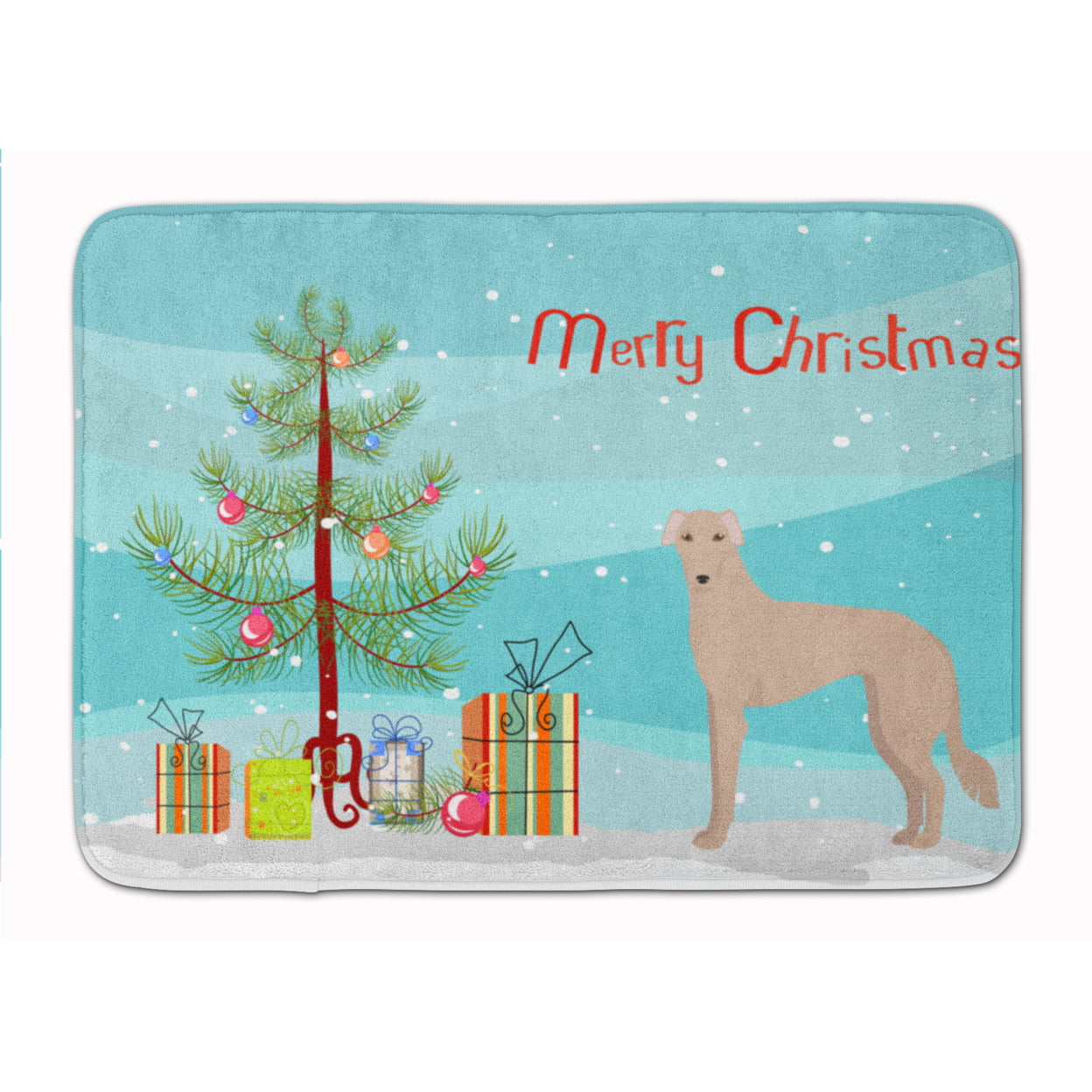 CK3848RUG Tan Longdog Christmas Tree Machine Washable Memory Foam Mat