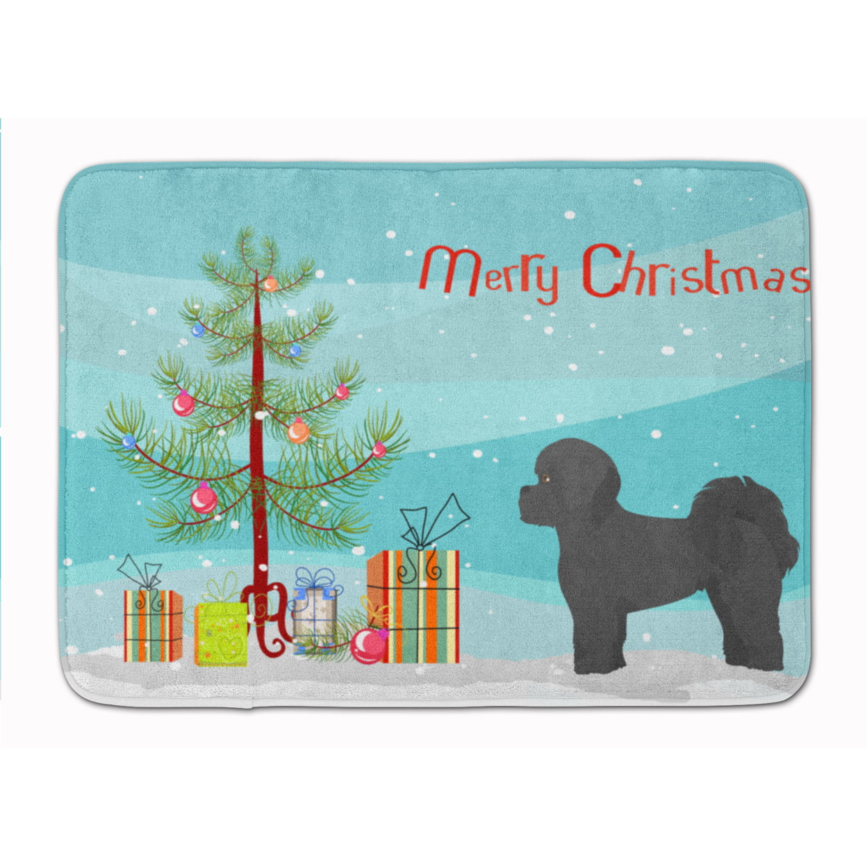 CK3852RUG Black Mal-Shi Christmas Tree Machine Washable Memory Foam Mat