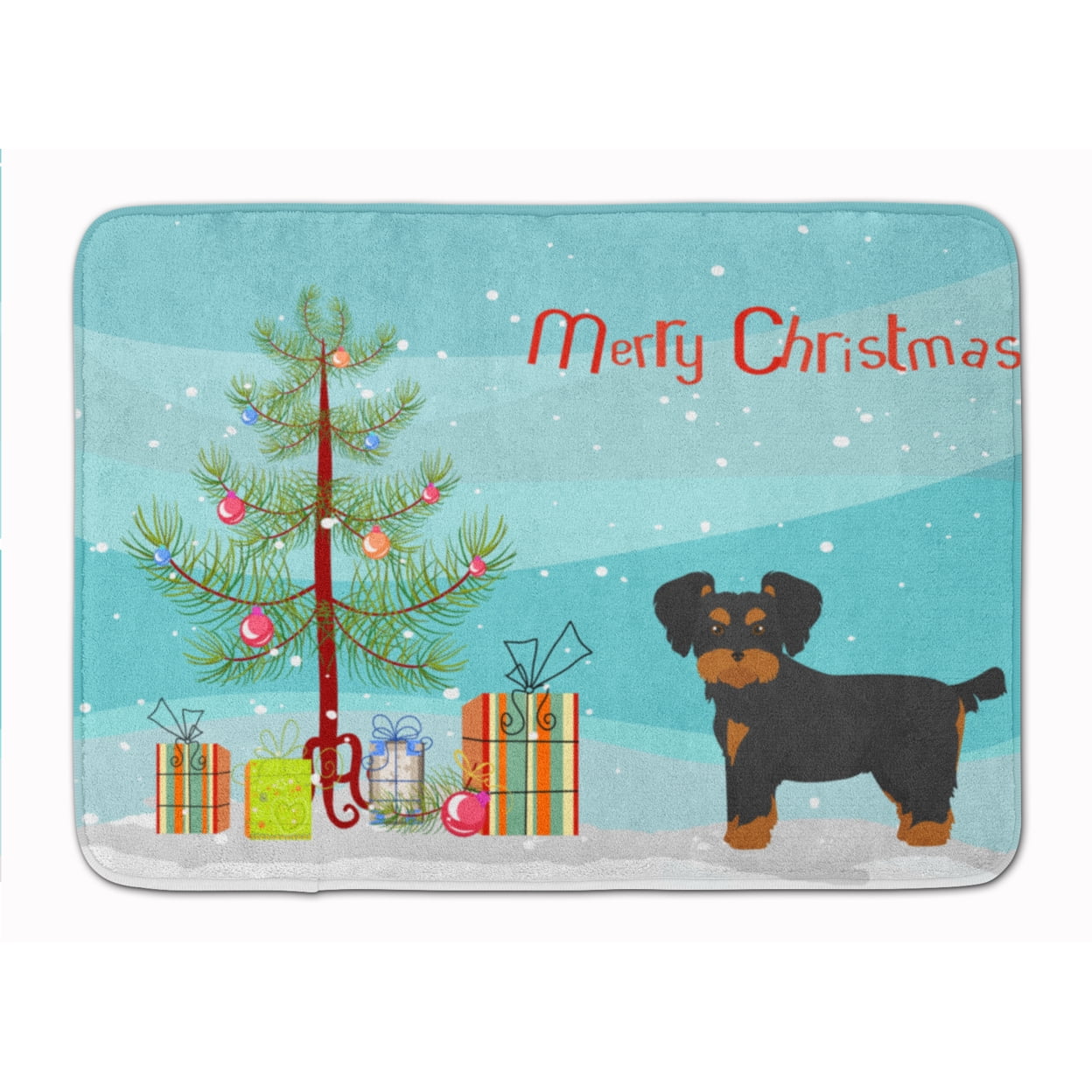 CK3856RUG Morkie Christmas Tree Machine Washable Memory Foam Mat