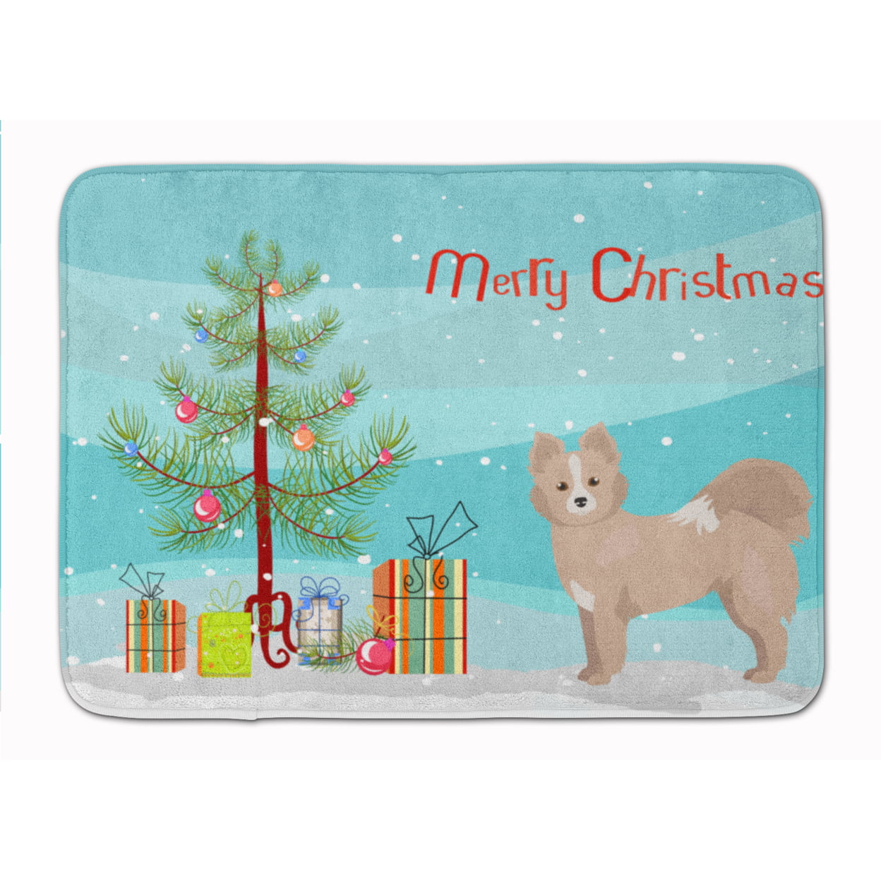 CK3860RUG Tan Pomchi Christmas Tree Machine Washable Memory Foam Mat