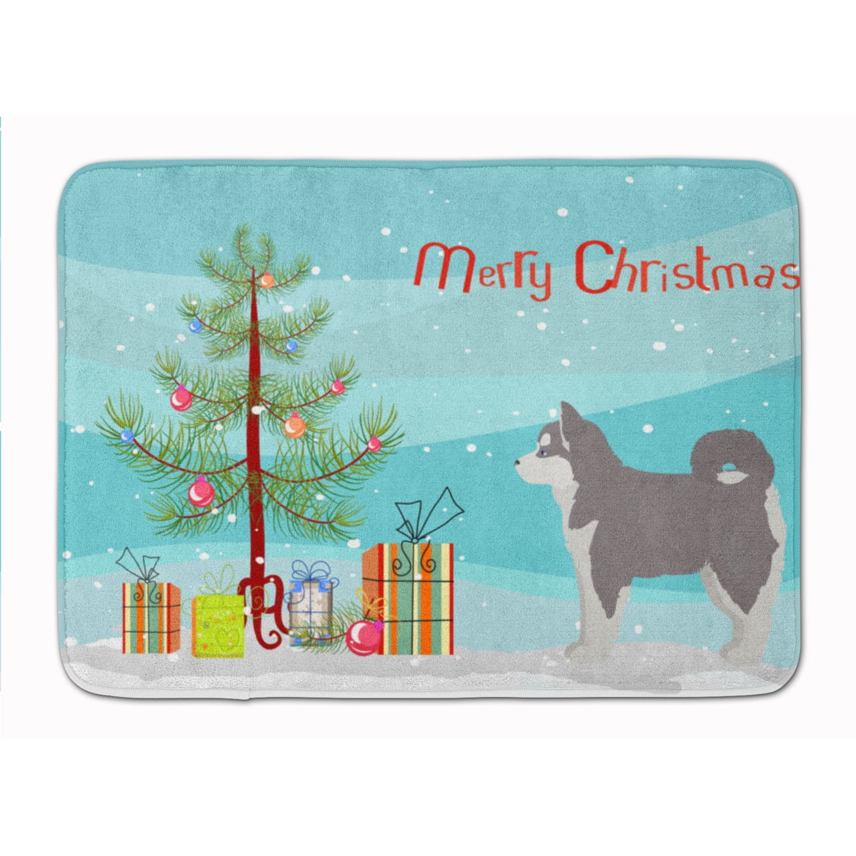 CK3862RUG Pomsky No.2 Christmas Tree Machine Washable Memory Foam Mat