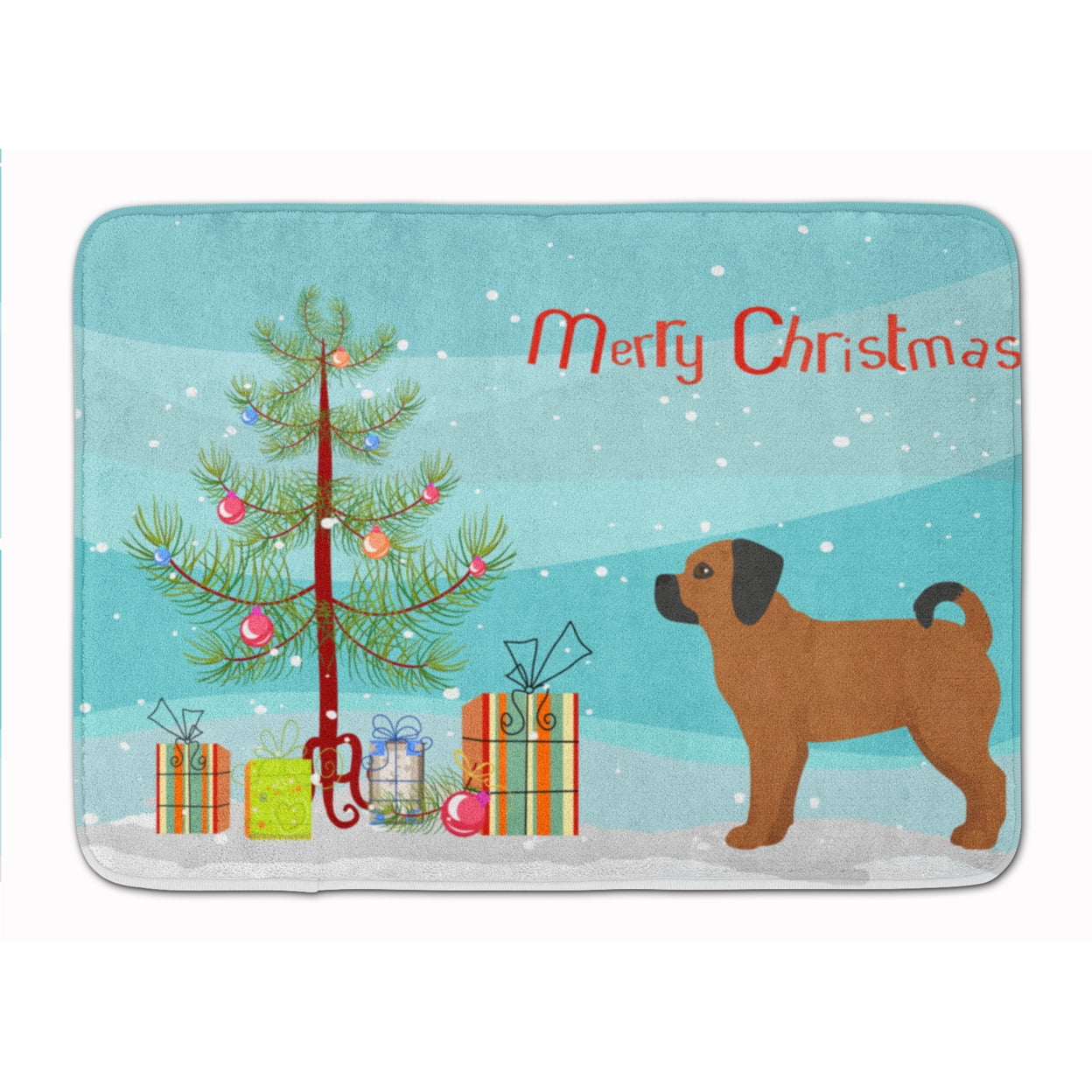 CK3863RUG Puggle Christmas Tree Machine Washable Memory Foam Mat