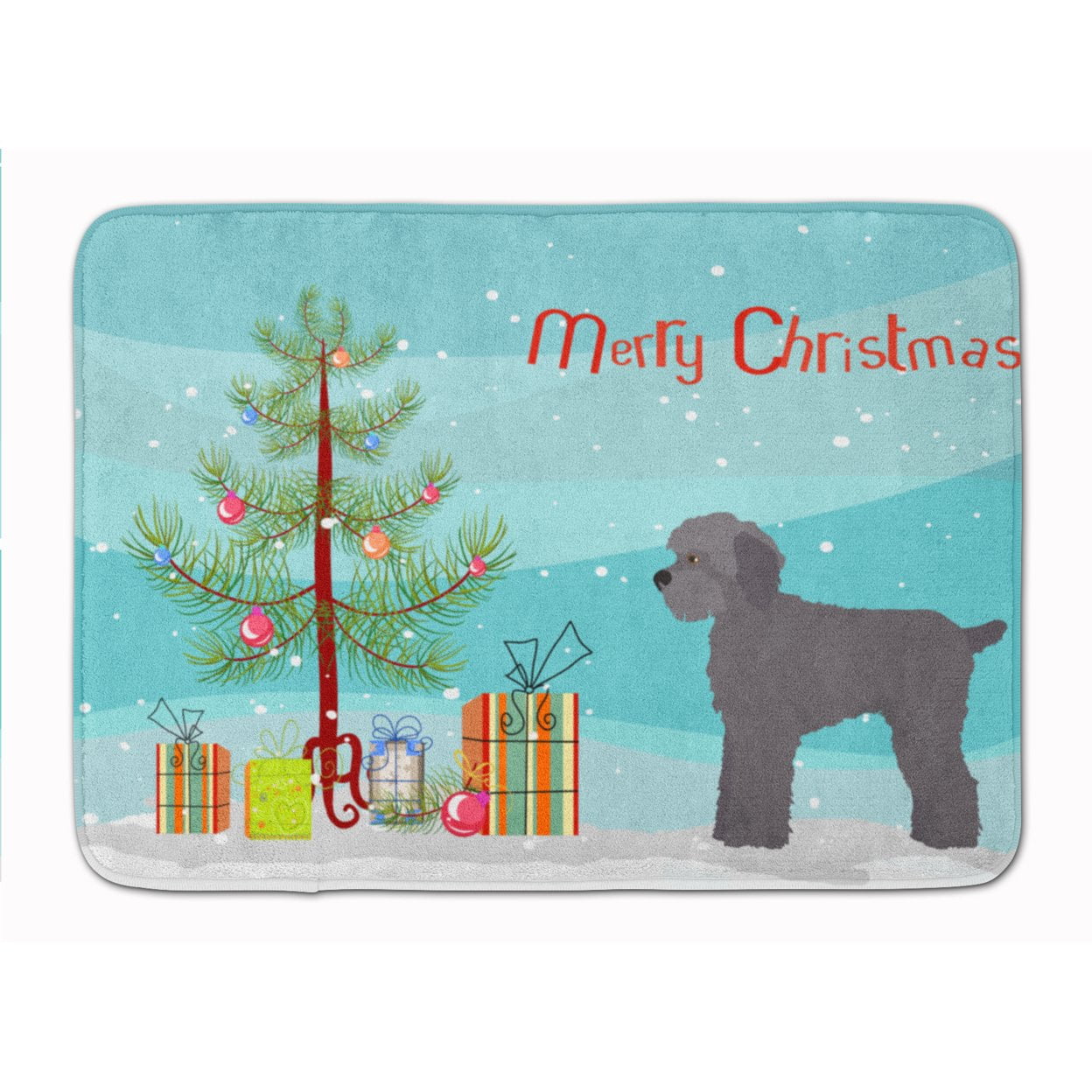 CK3865RUG Grey Schnoodle Christmas Tree Machine Washable Memory Foam Mat