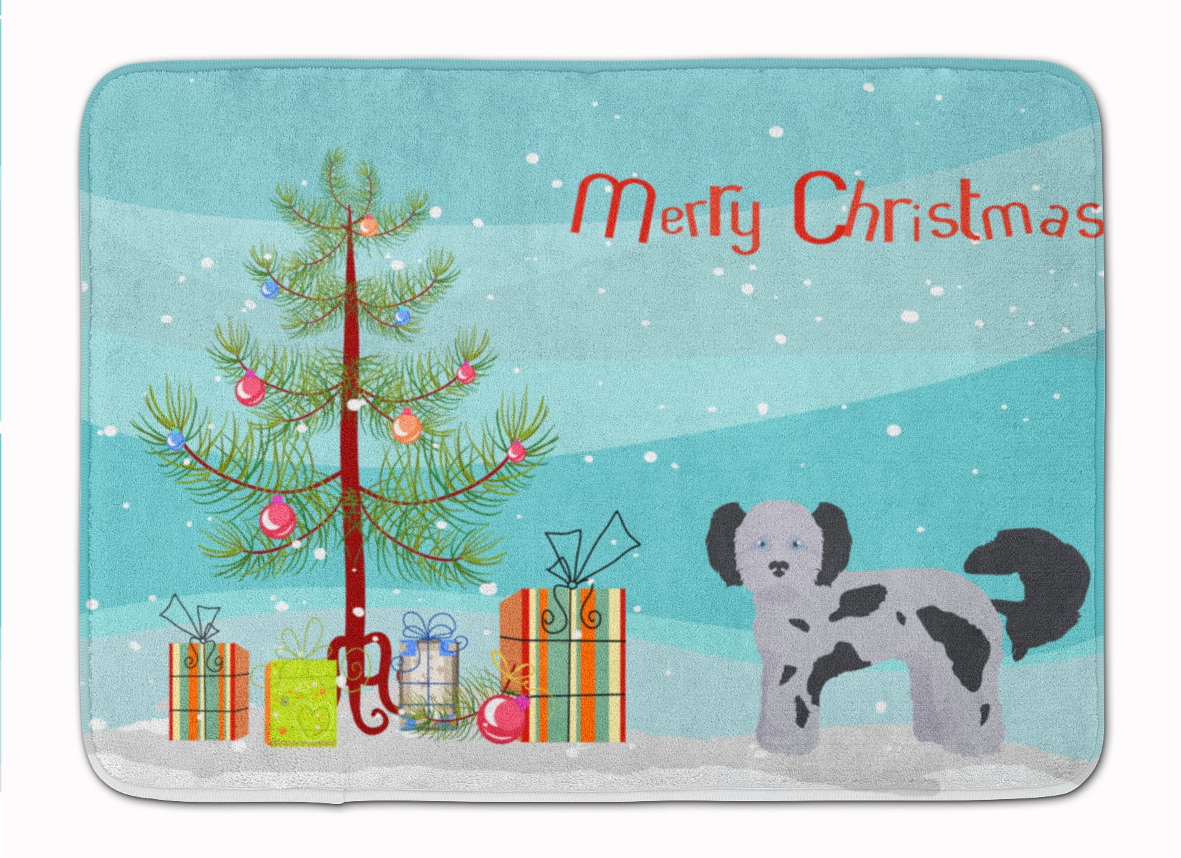 CK3872RUG Shih Poo Christmas Tree Machine Washable Memory Foam Mat