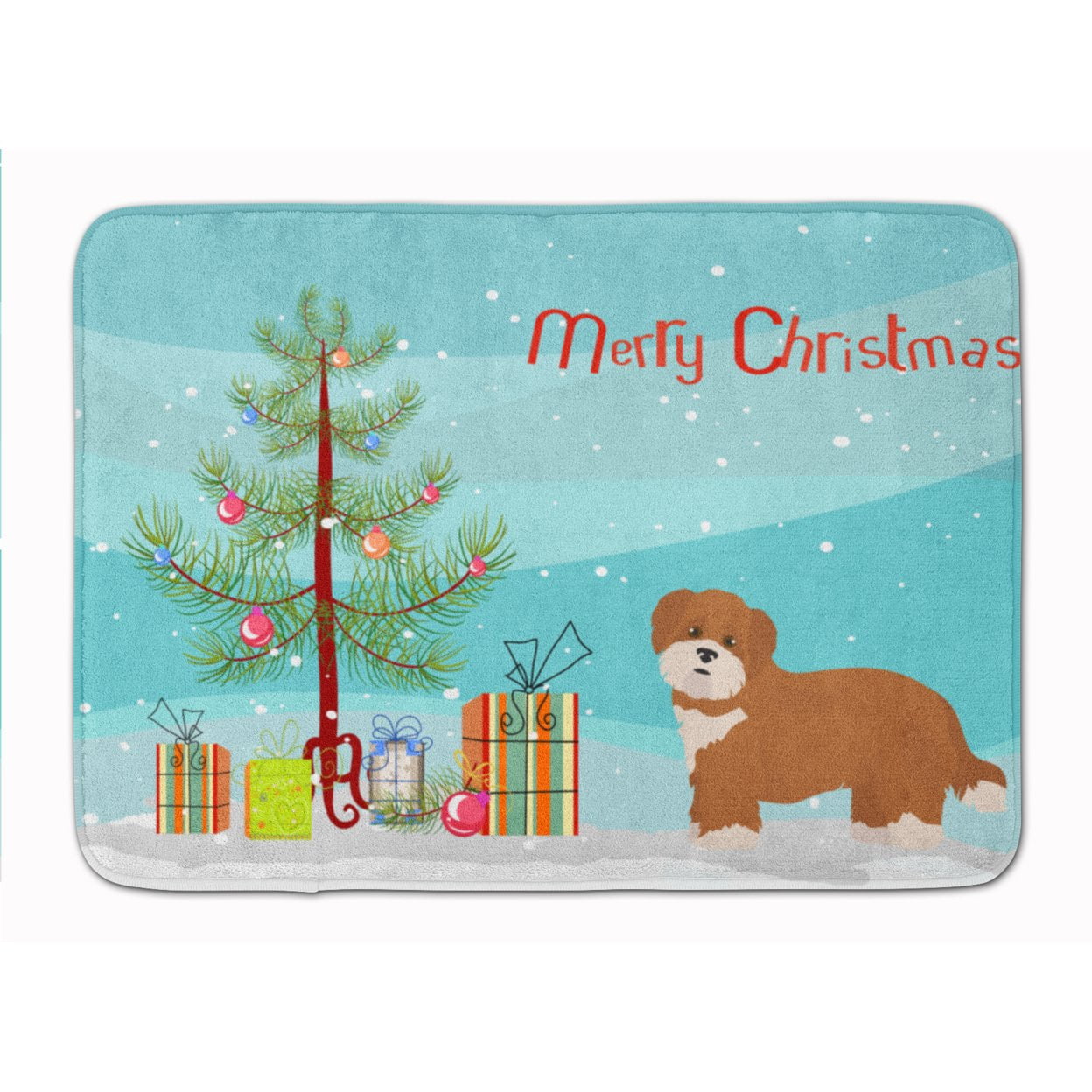 CK3876RUG Shorkie No.2 Christmas Tree Machine Washable Memory Foam Mat