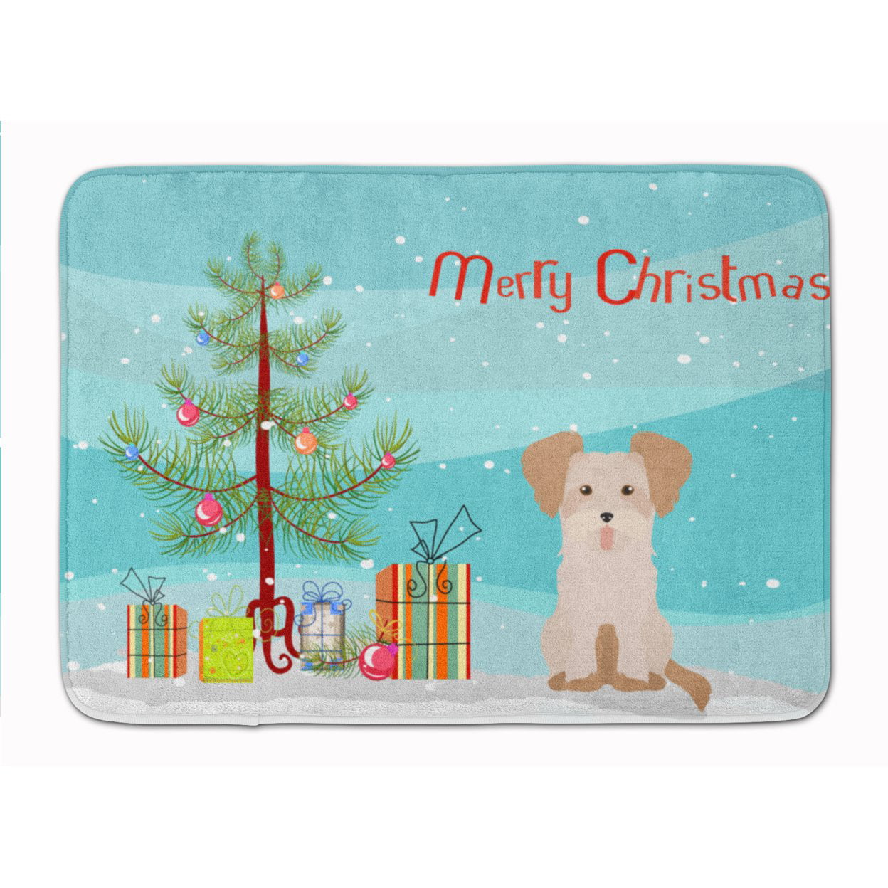 CK3889RUG Morkie No.3 Christmas Tree Machine Washable Memory Foam Mat