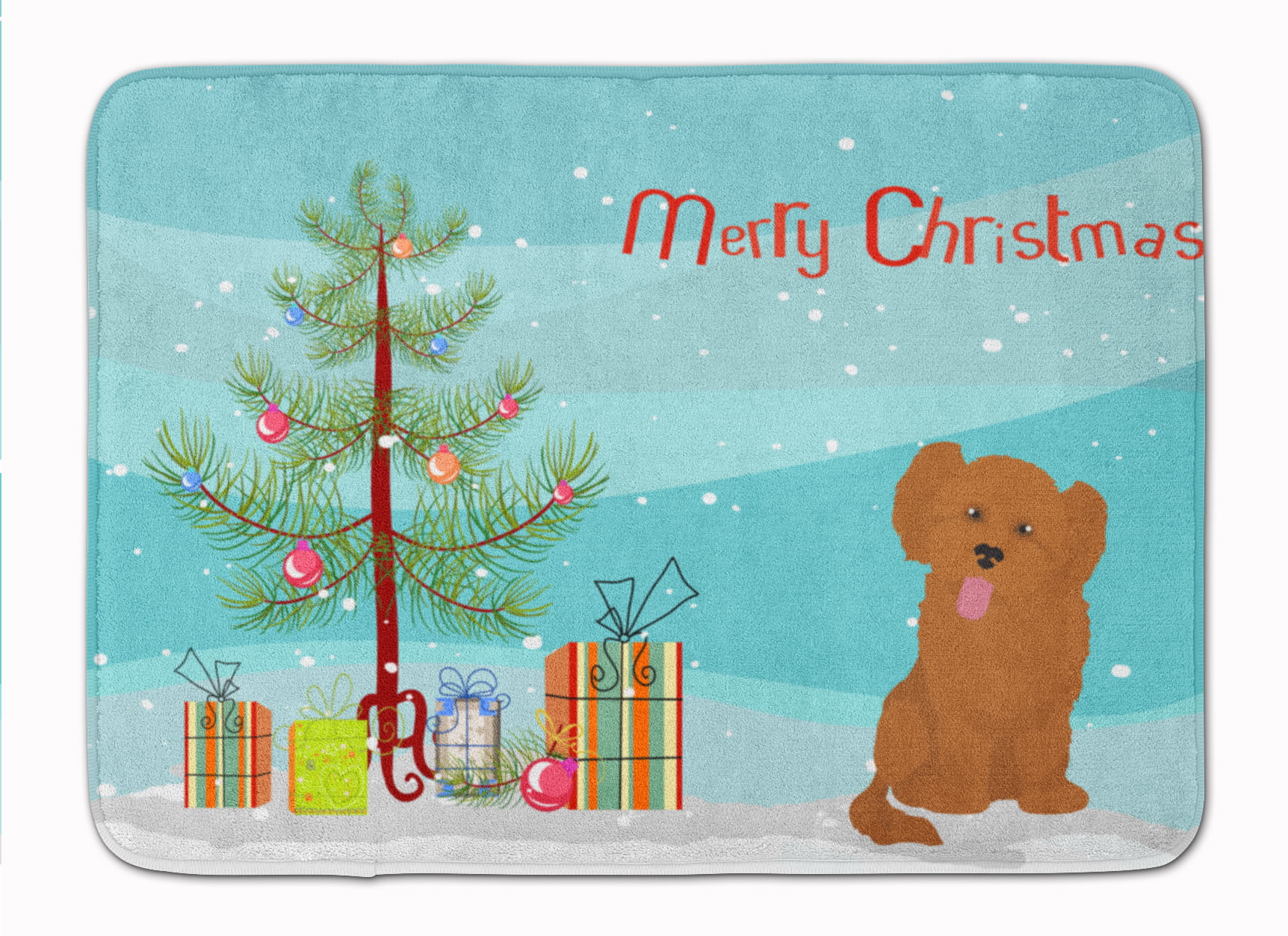 CK3891RUG Shih Poo No.3 Christmas Tree Machine Washable Memory Foam Mat