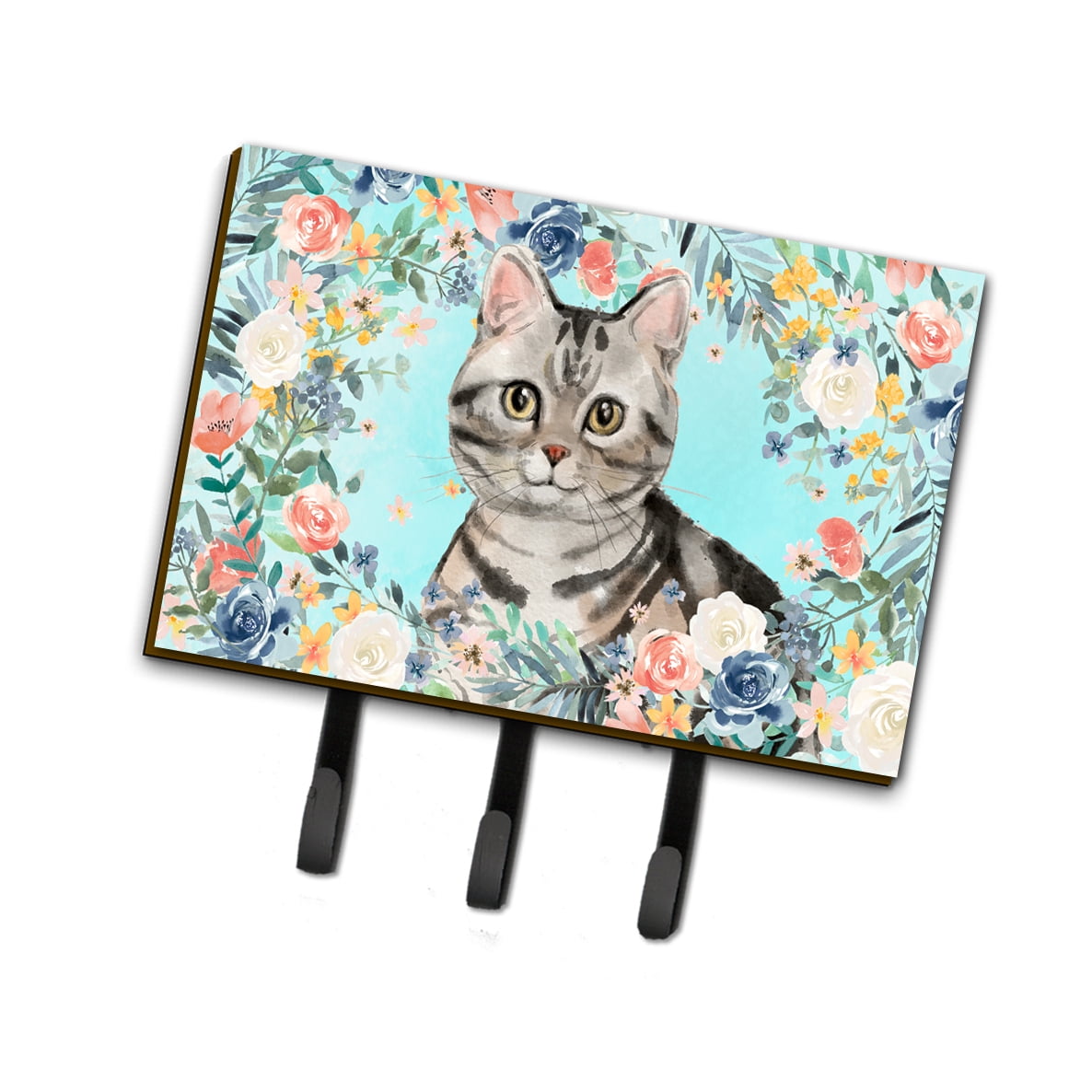 American Shorthair Spring Flowers Leash or Key Holder