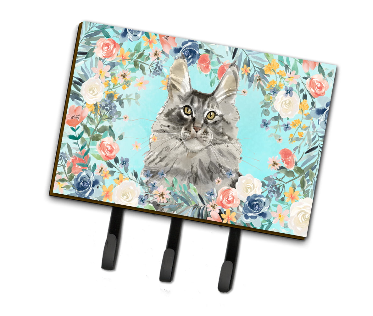 CK3393TH68 Maine Coon Spring Flowers Leash or Key Holder