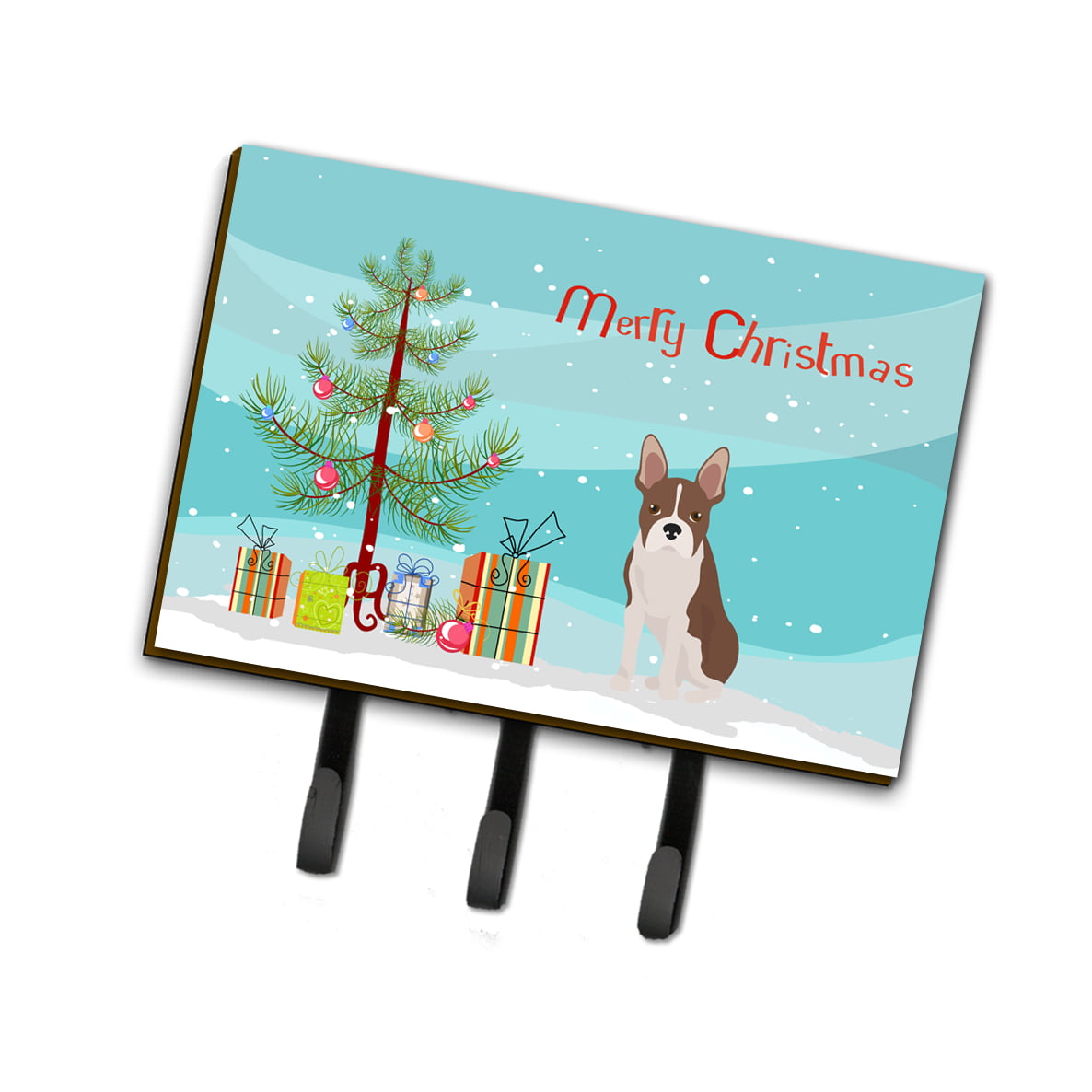 CK3493TH68 Boston Terrier Christmas Tree Leash or Key Holder