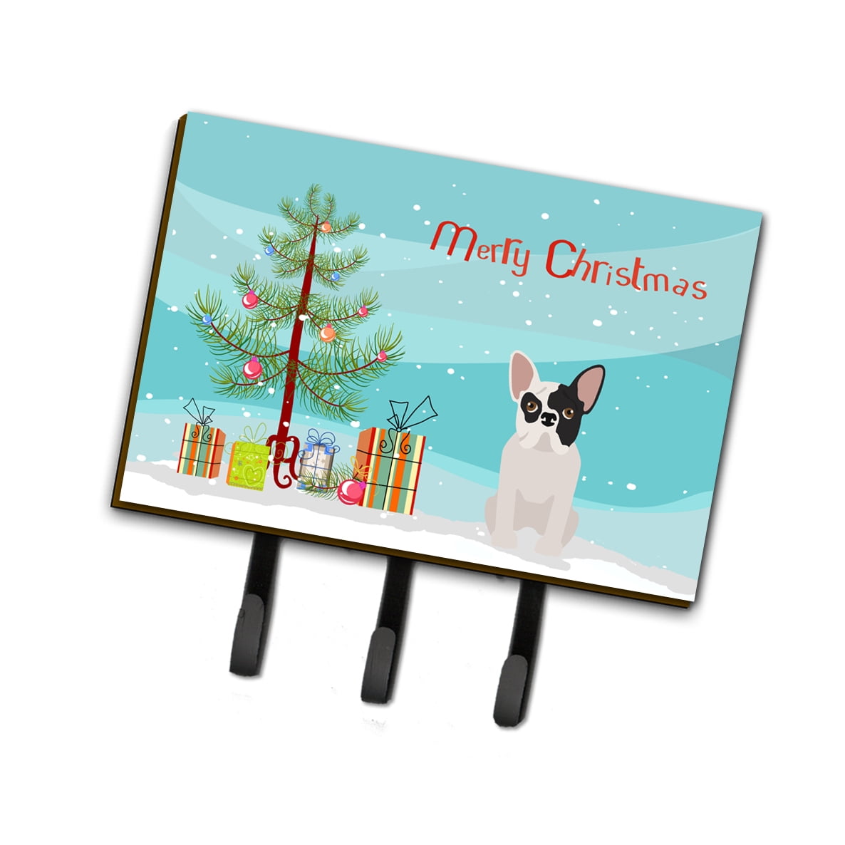 Black & White French Bulldog Christmas Tree Leash or Key Holder