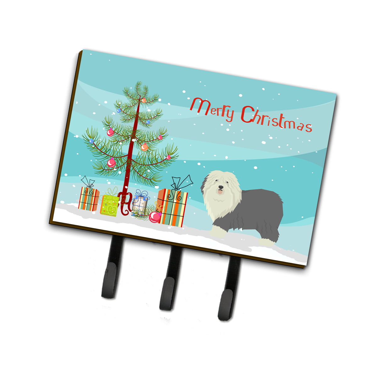 CK3552TH68 Old English Sheepdog Christmas Tree Leash or Key Holder