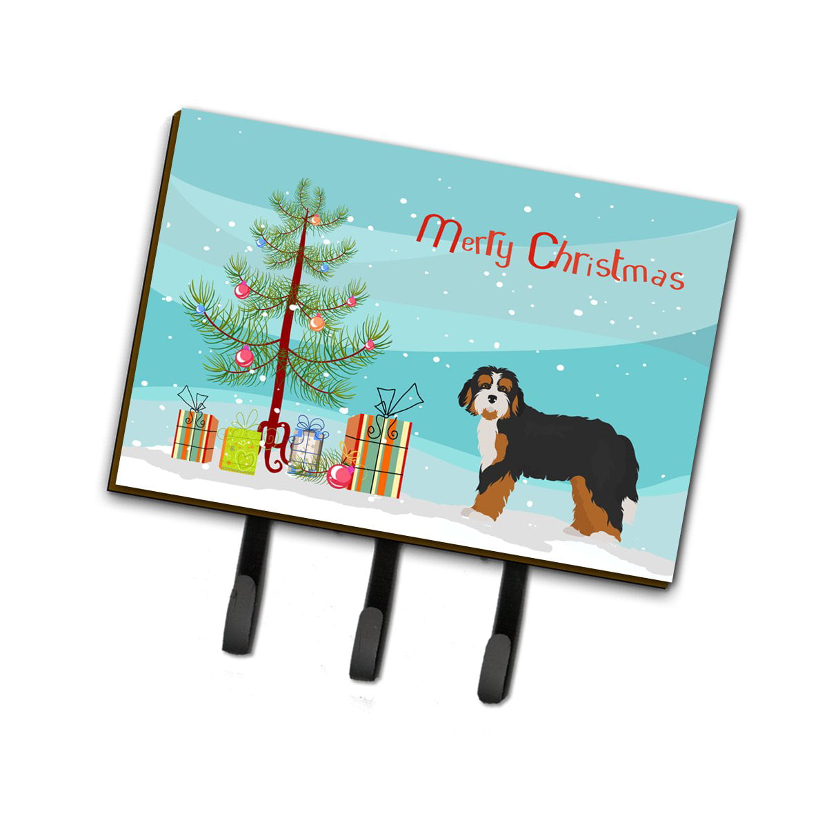CK3804TH68 Bernedoodle Christmas Tree Leash or Key Holder