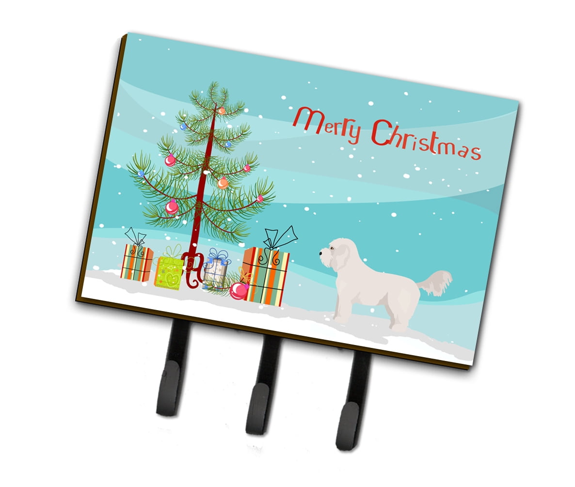 CK3805TH68 Bichpoo White Christmas Tree Leash or Key Holder