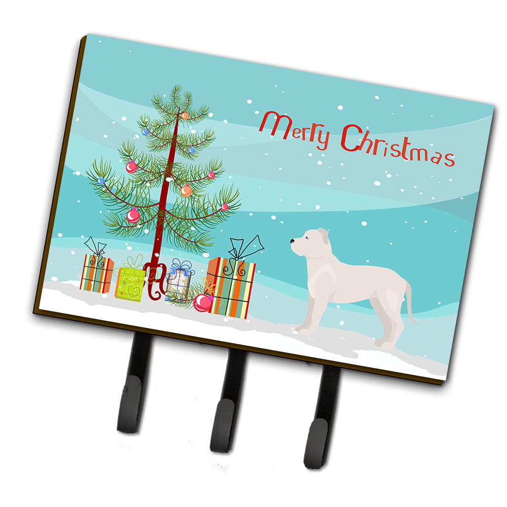 CK3808TH68 White Bullboxer Christmas Tree Leash or Key Holder