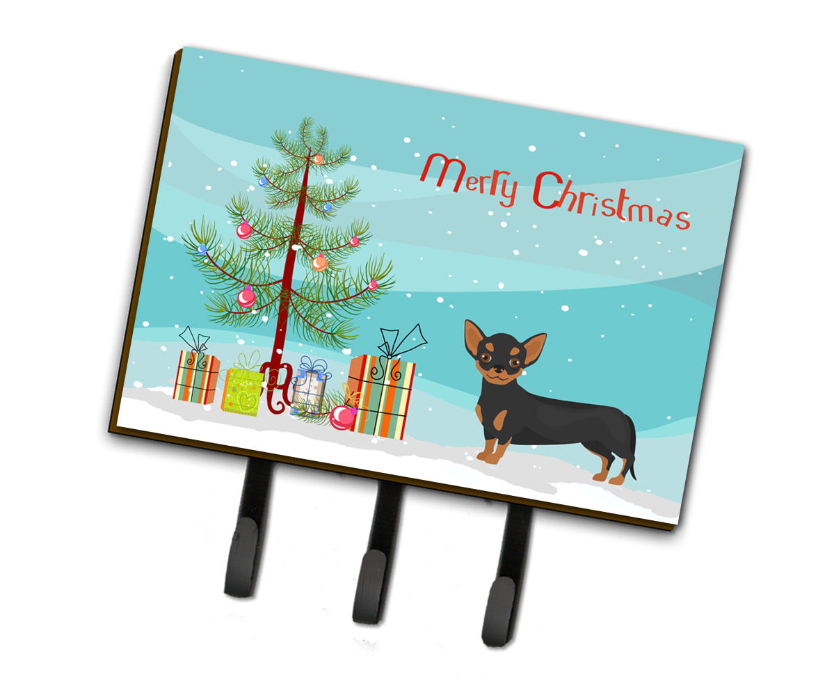 CK3816TH68 Black & Tan Chiweenie Christmas Tree Leash or Key Holder