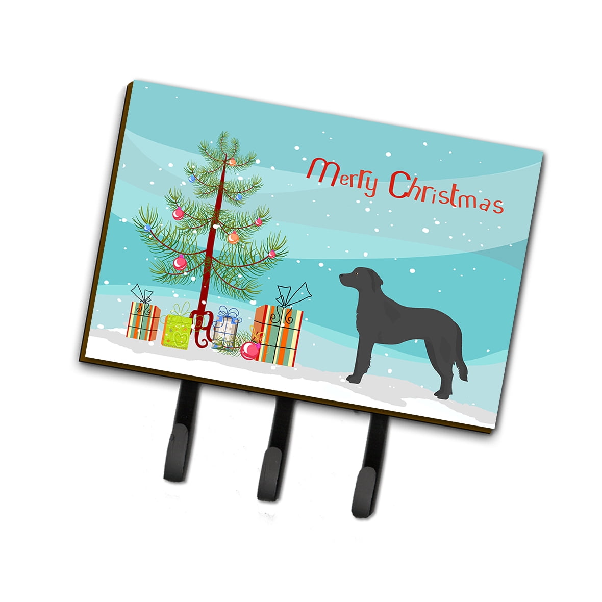 CK3837TH68 Black Goldador Christmas Tree Leash or Key Holder