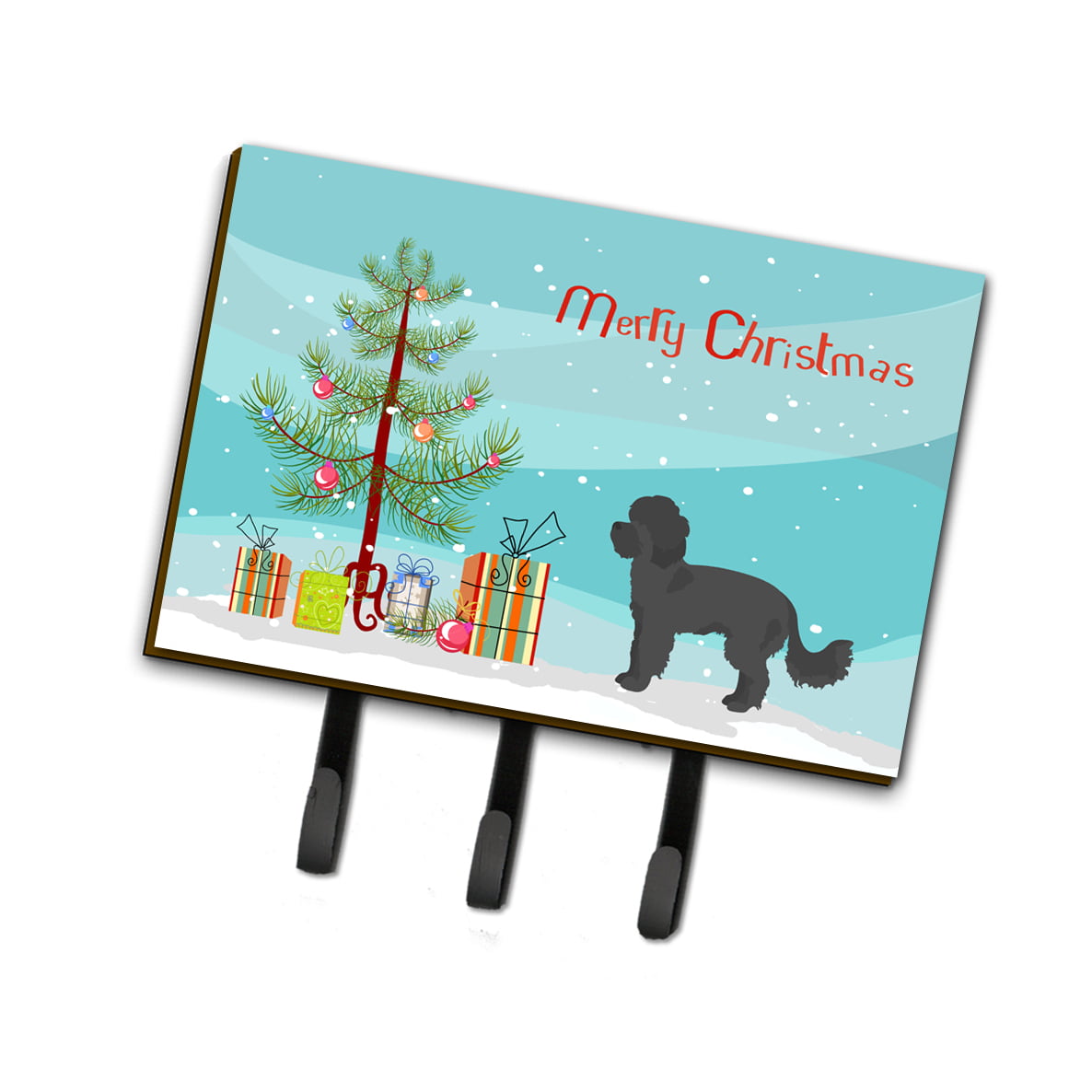 CK3855TH68 Black Maltipoo Christmas Tree Leash or Key Holder