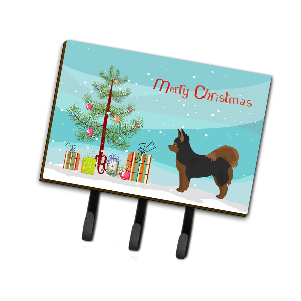 CK3859TH68 Black & Tan Pomchi Christmas Tree Leash or Key Holder