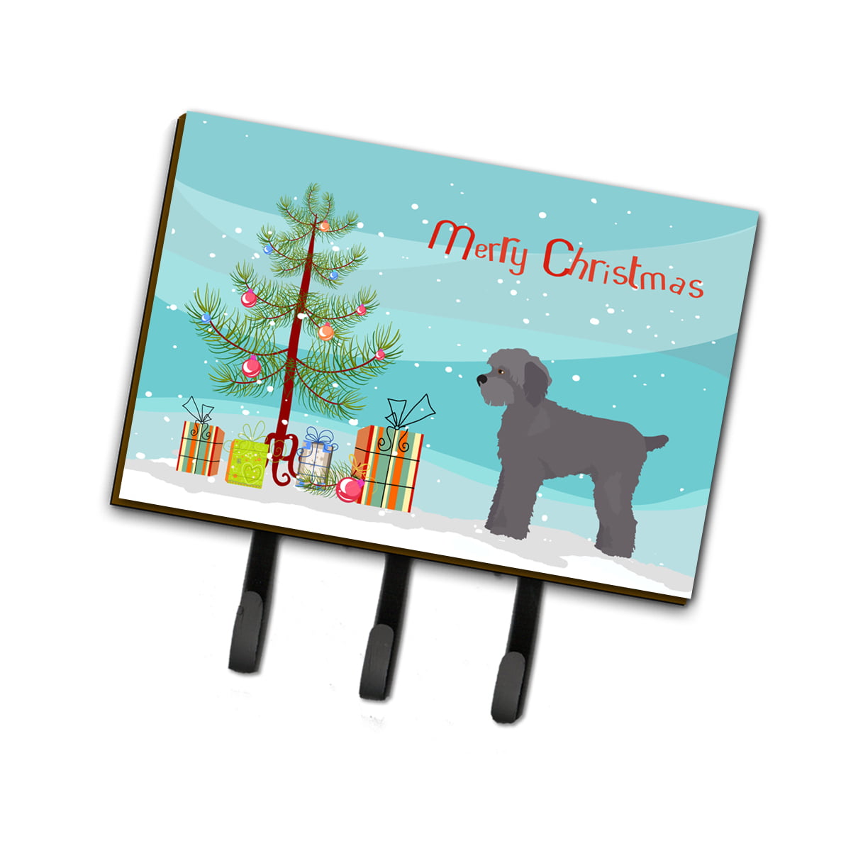 CK3865TH68 Grey Schnoodle Christmas Tree Leash or Key Holder