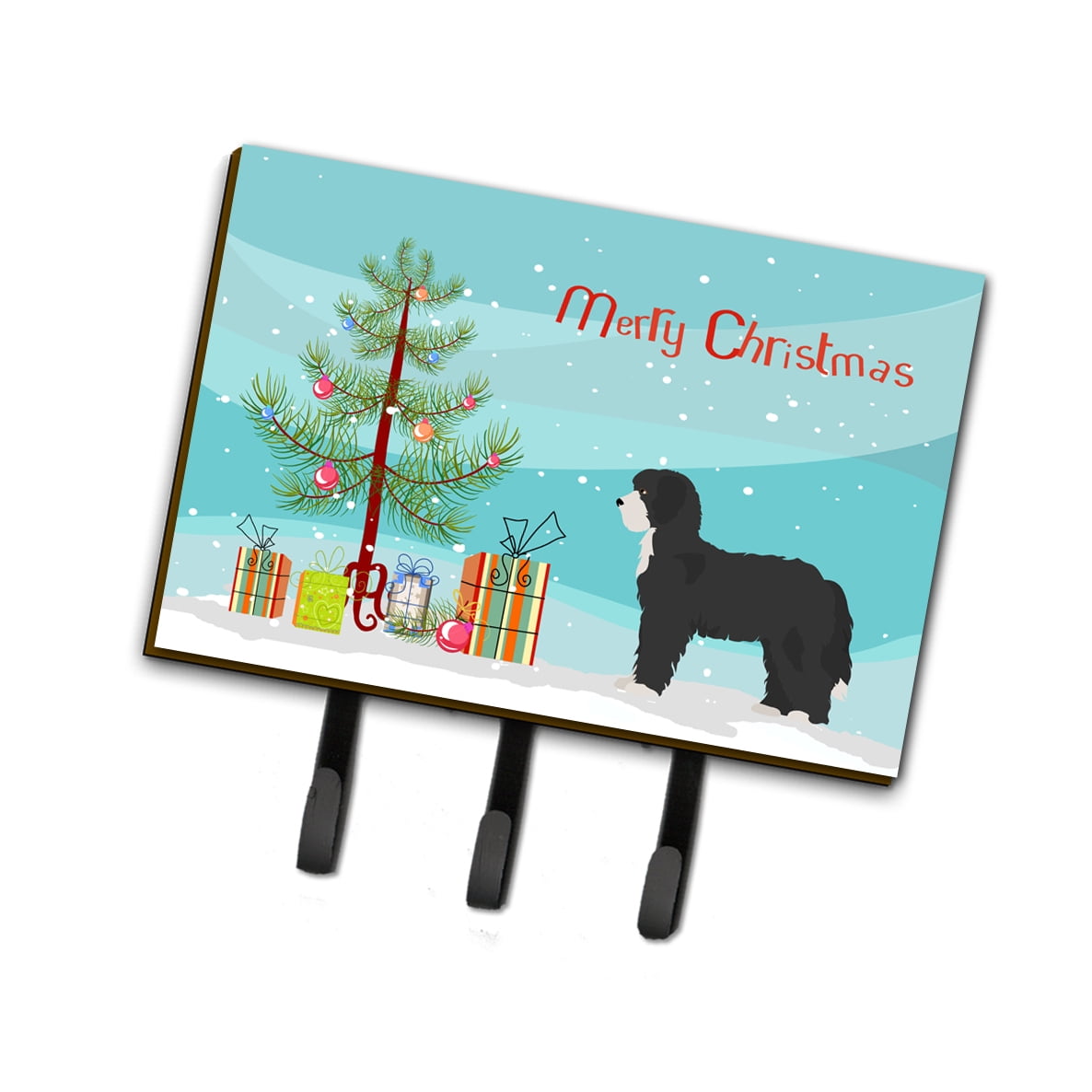 CK3868TH68 Black Sheepadoodle Christmas Tree Leash or Key Holder