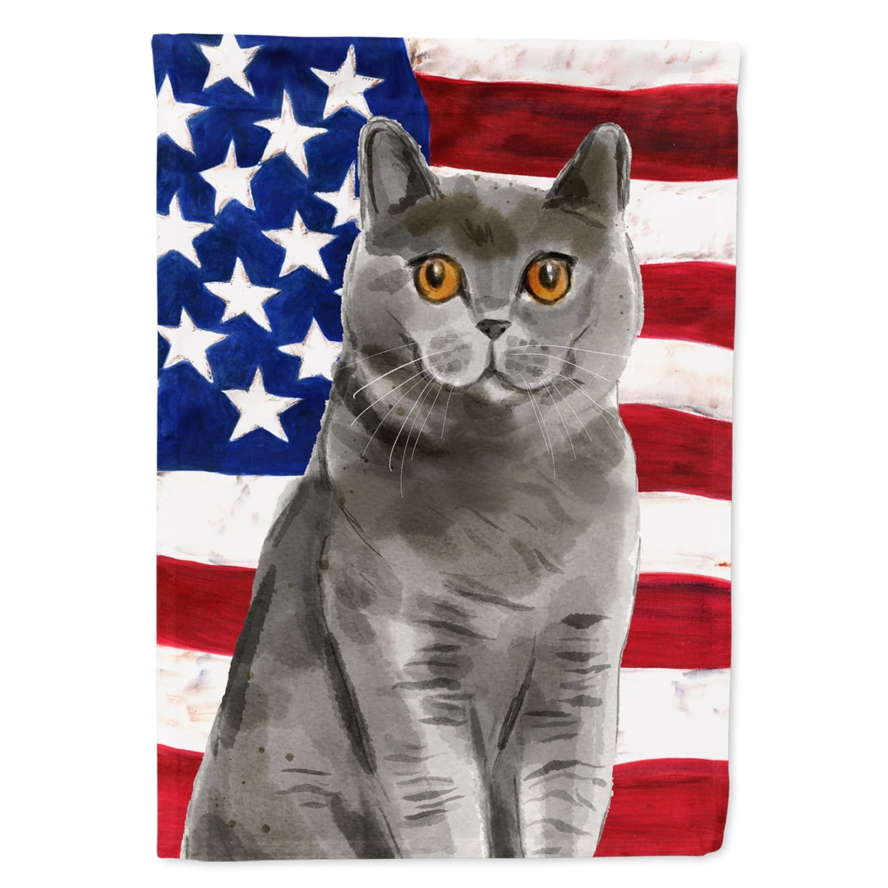 British Shorthair American Flag Garden Size Flag