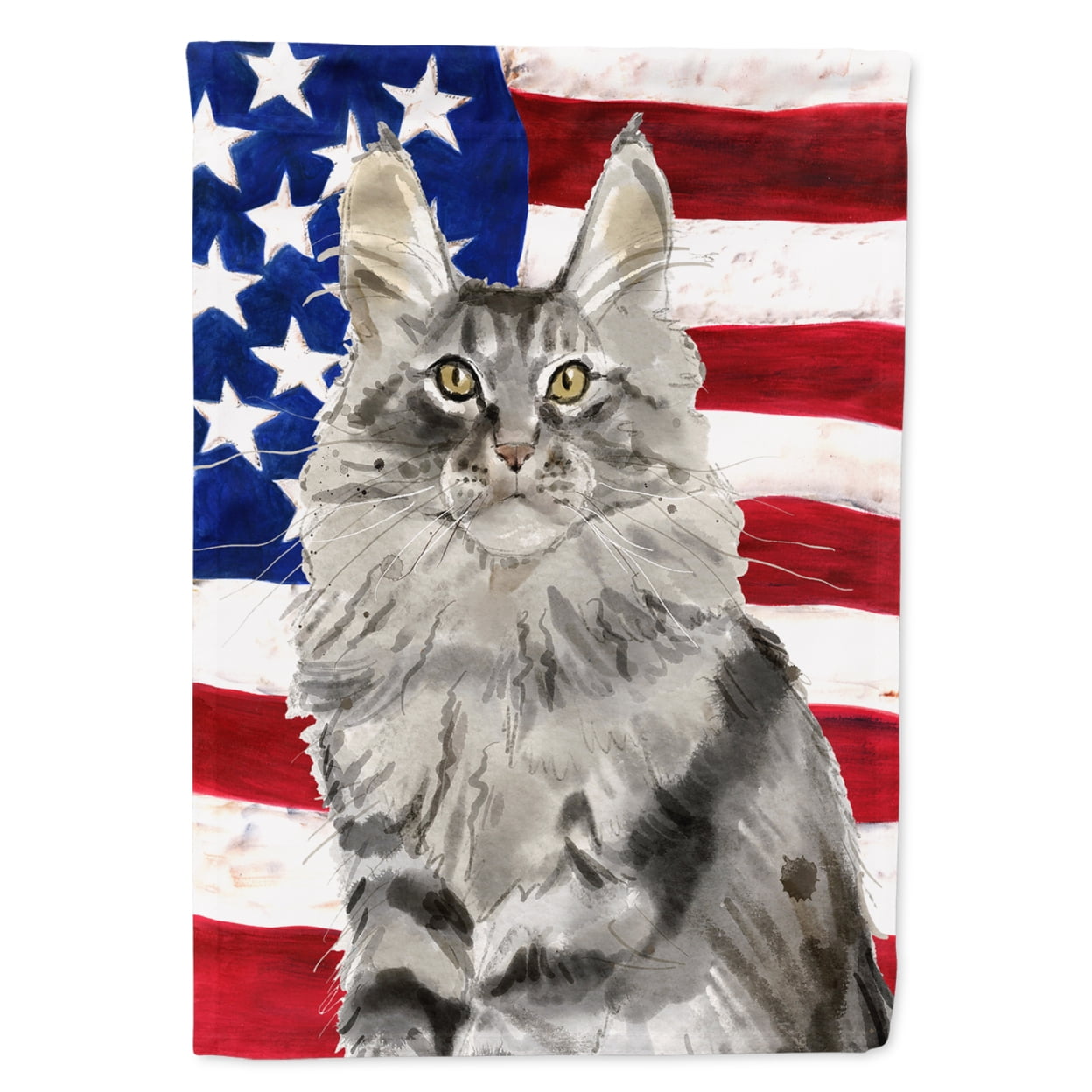Maine Coon American Flag Garden Size Flag