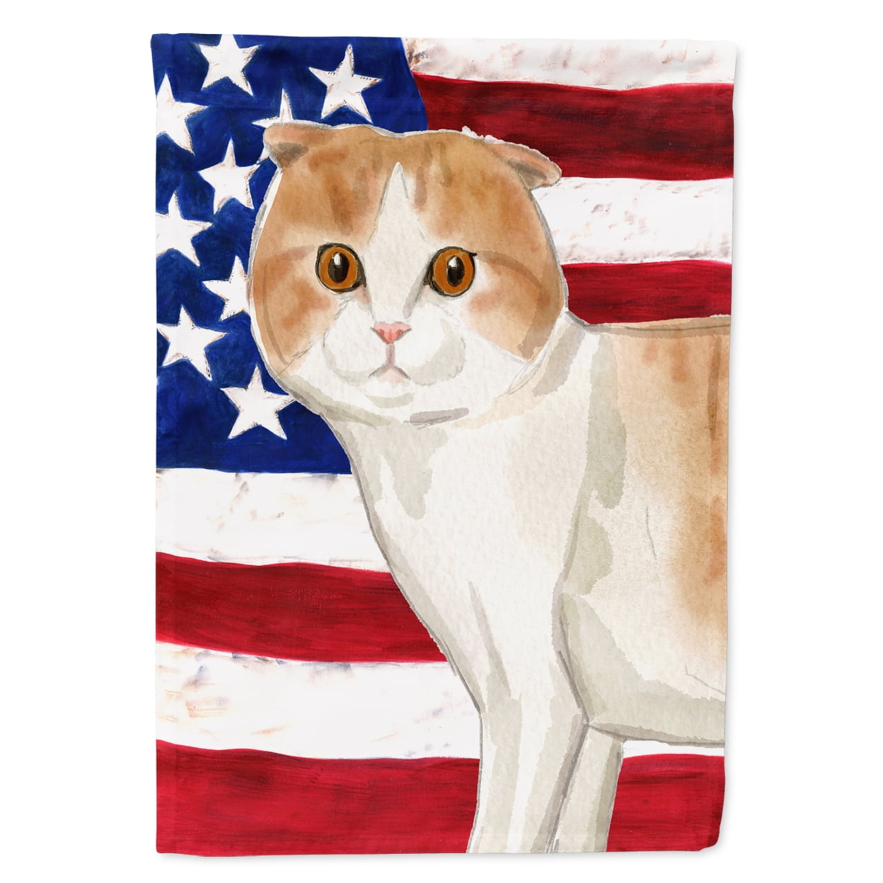 CK3038GF Scottish Fold American Flag Garden Size Flag