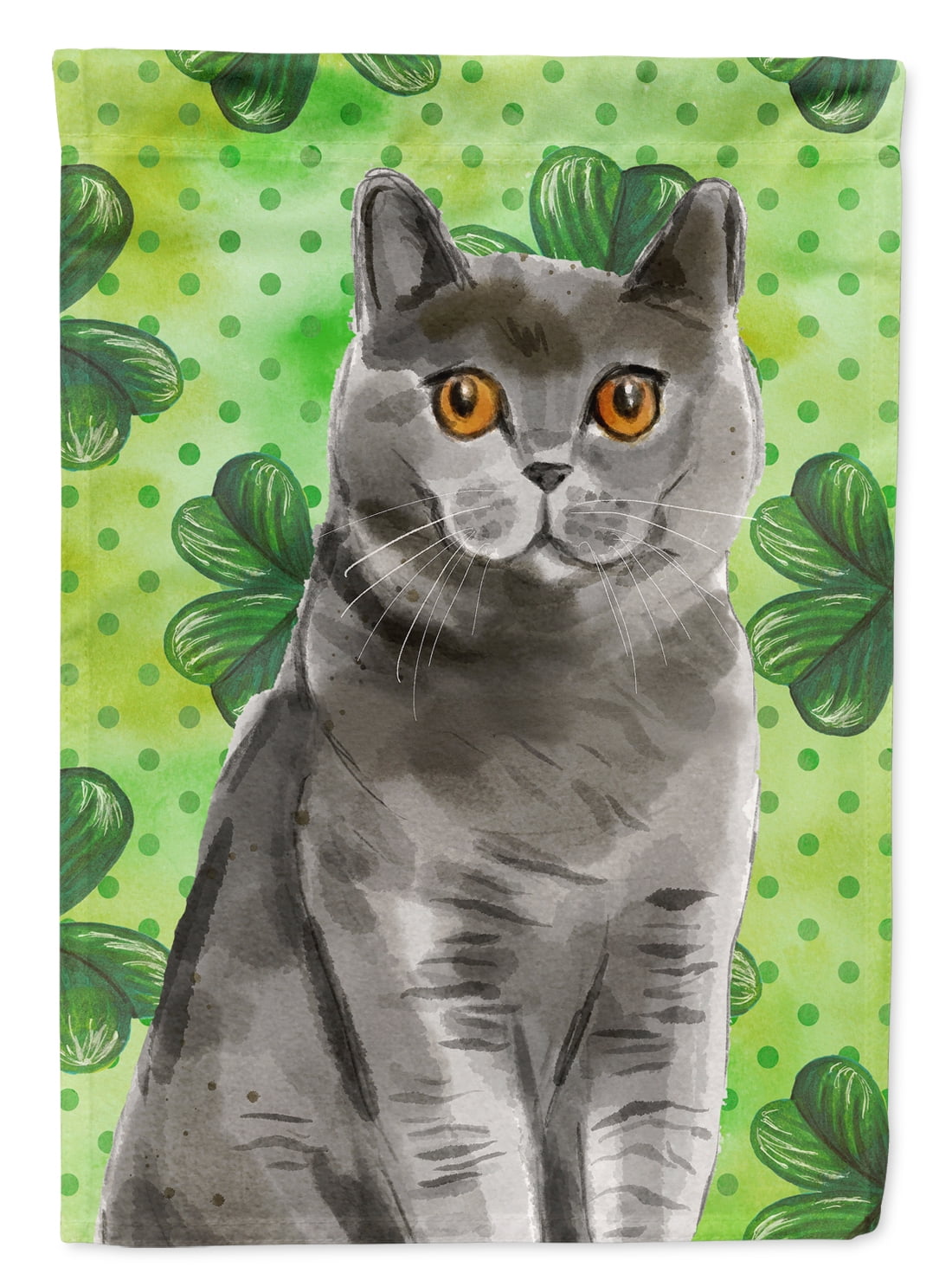 British Shorthair Shamrock Garden Size Flag